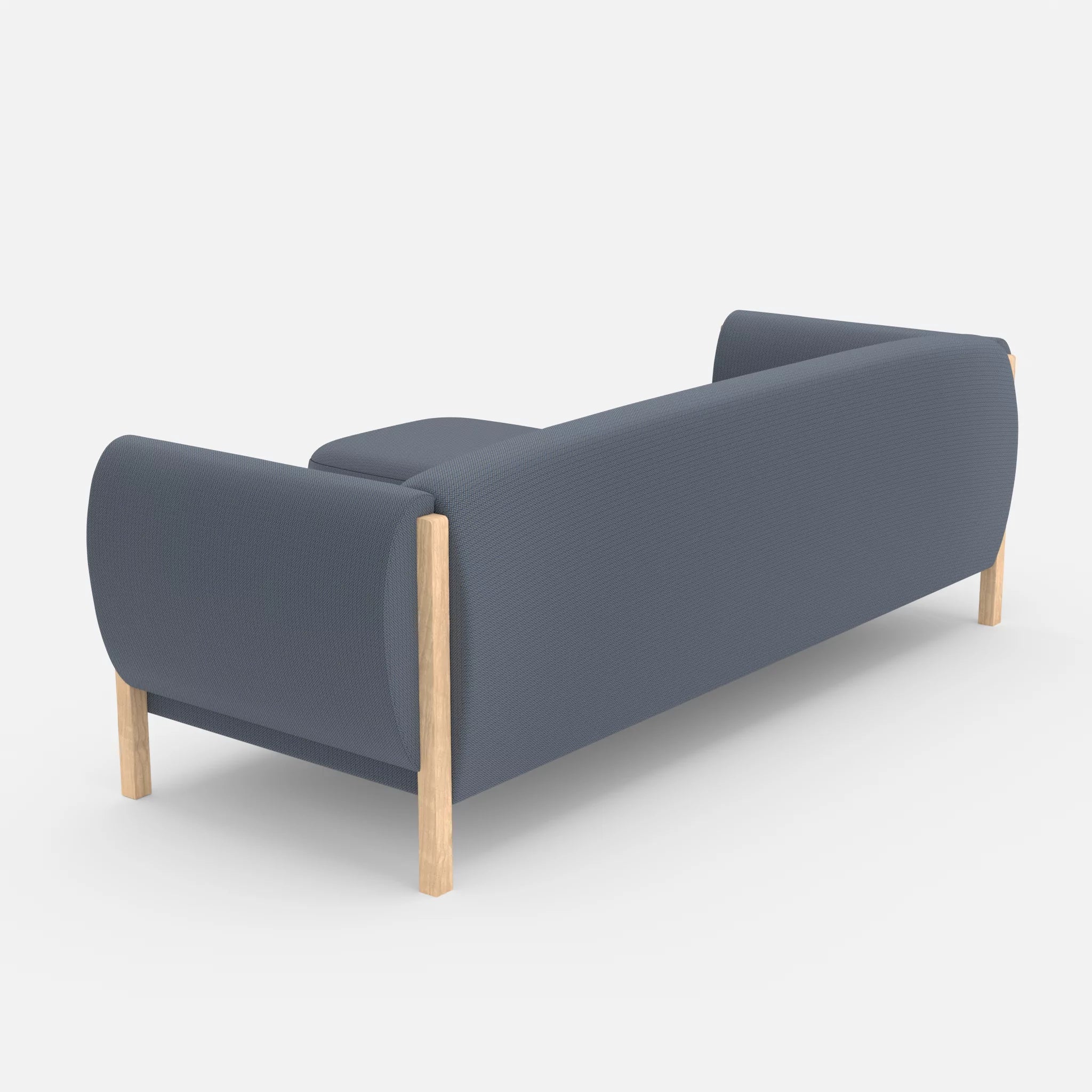 3 Sitzer Sofa Mallow mit Pouf credosea in Blau von hinten