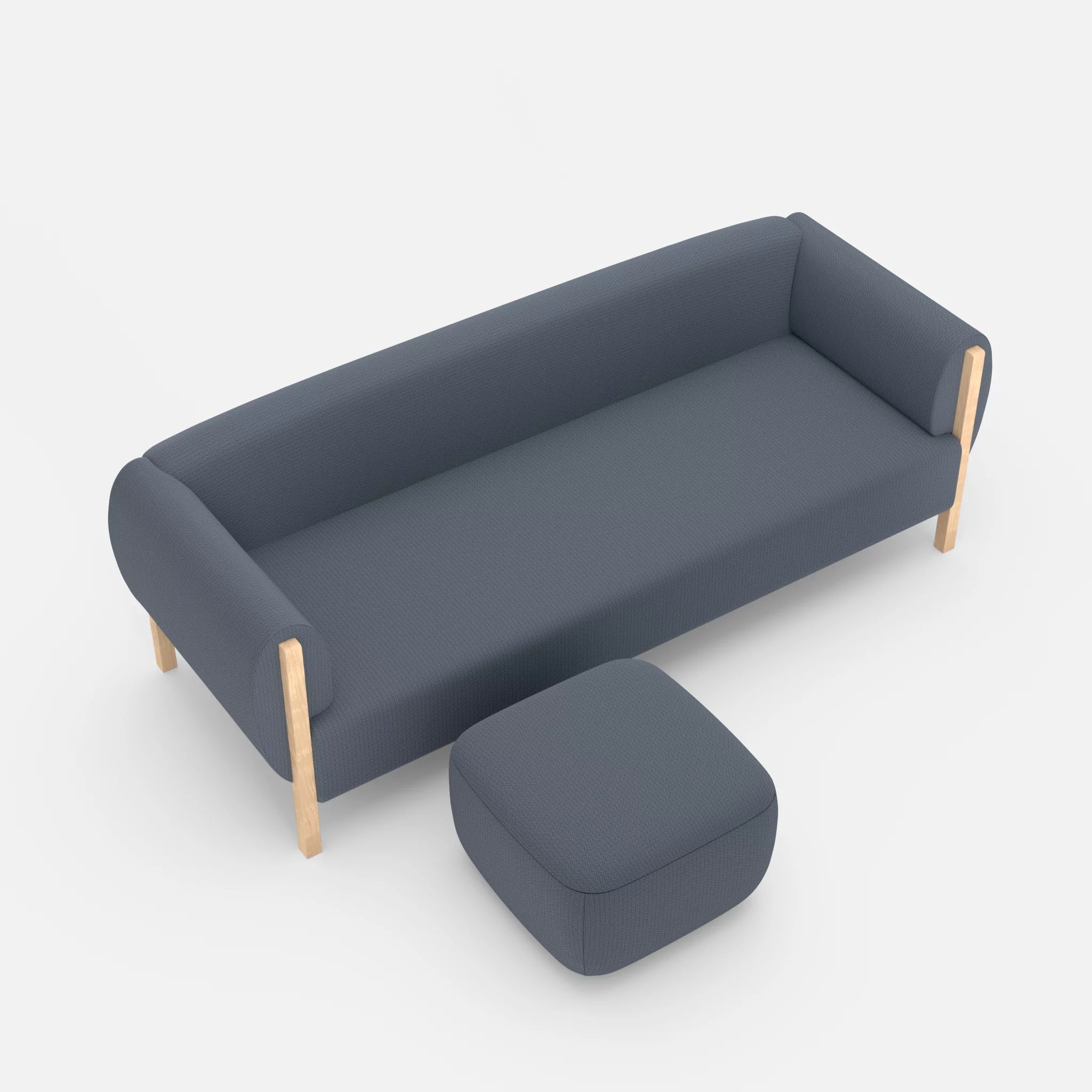 3 Sitzer Sofa Mallow mit Pouf credosea in Blau von oben