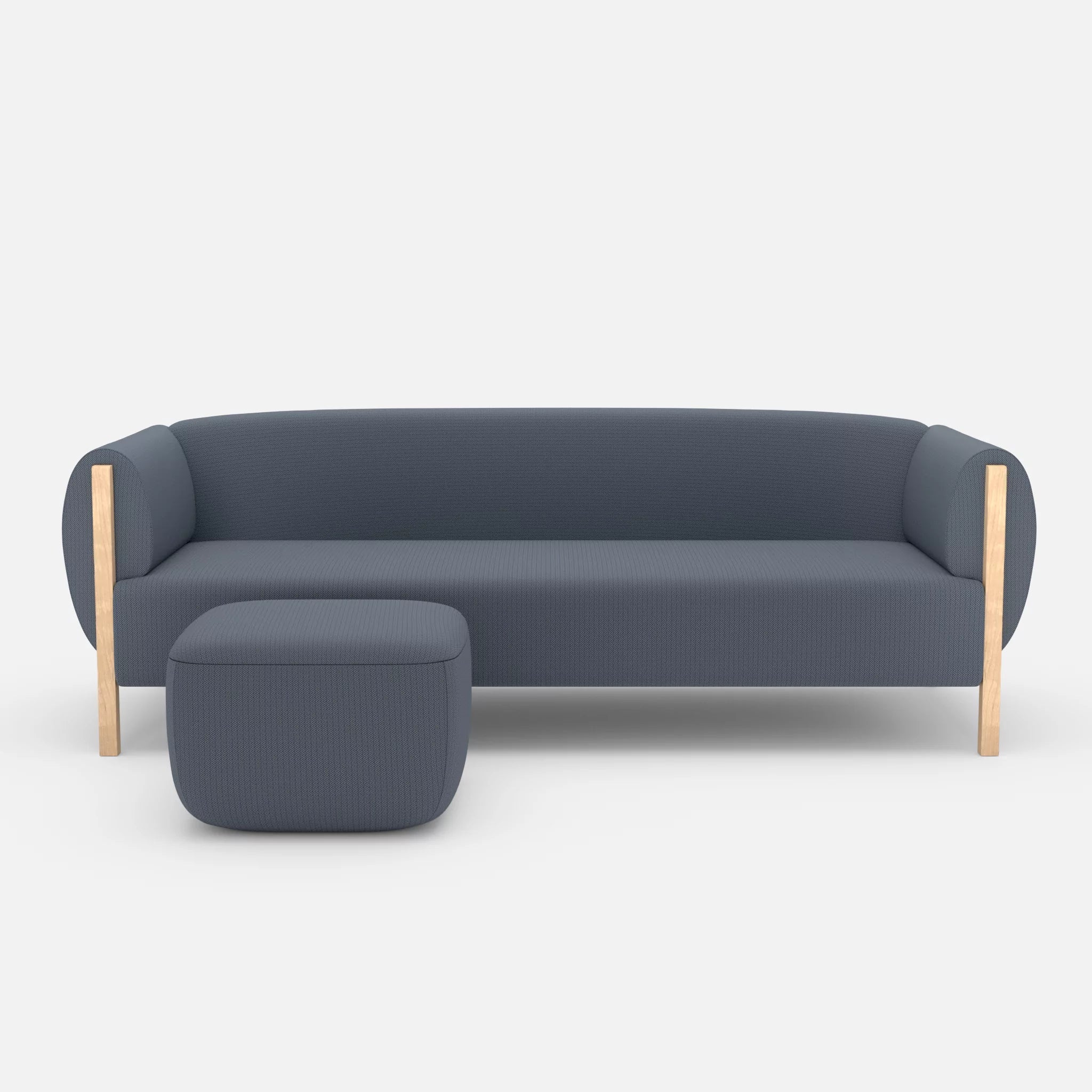 3 Sitzer Sofa Mallow mit Pouf credosea in Blau von vorne