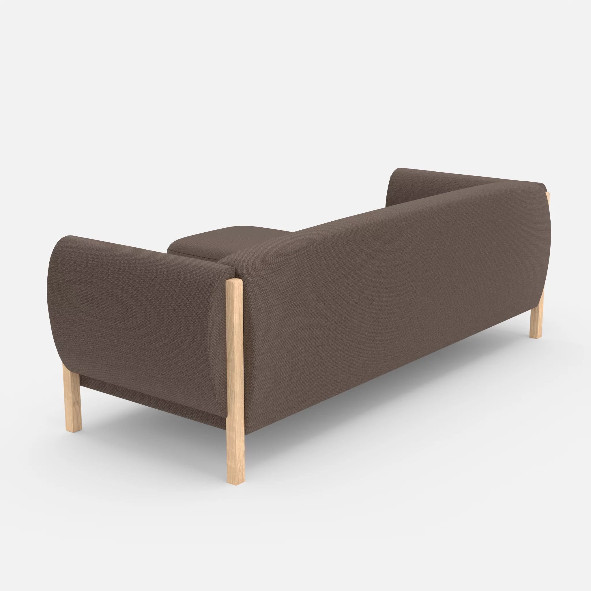 3 Sitzer Sofa Mallow mit Pouf credowalnut in Dunkelgrau von hinten