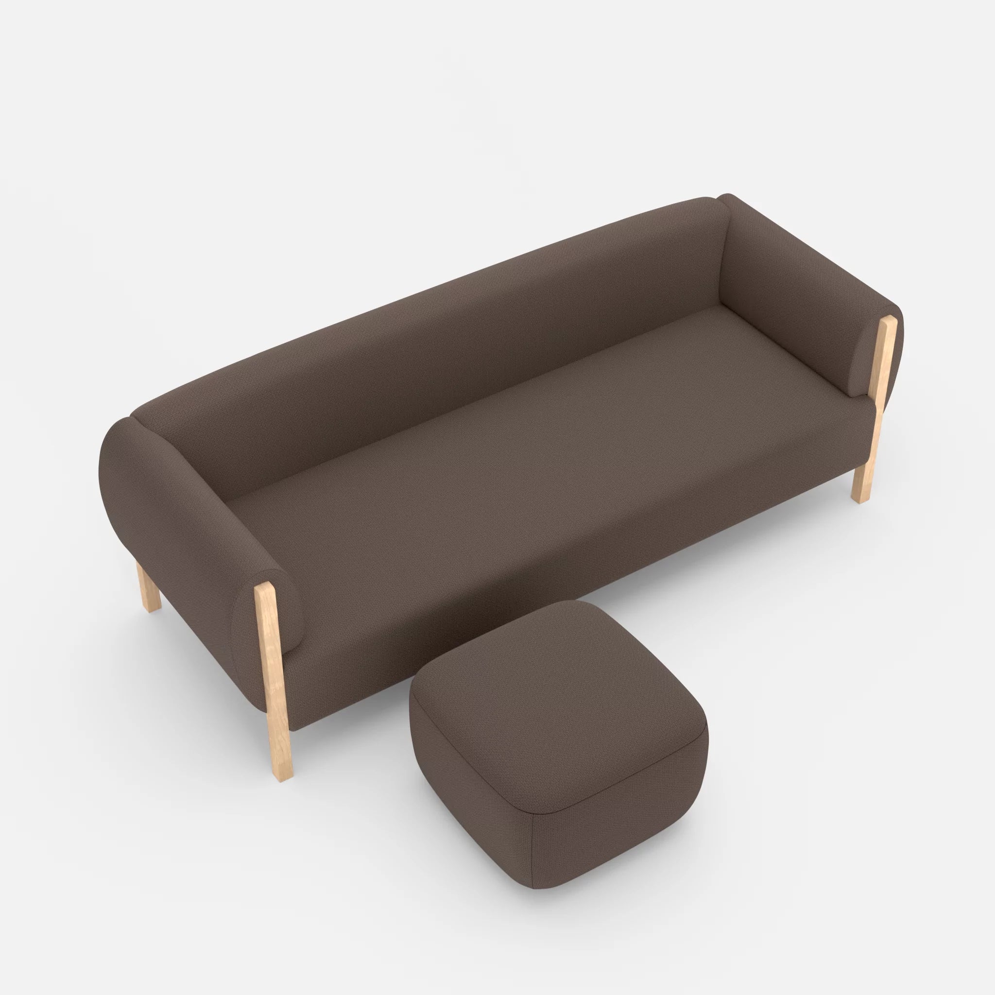 3 Sitzer Sofa Mallow mit Pouf credowalnut in Dunkelgrau von oben