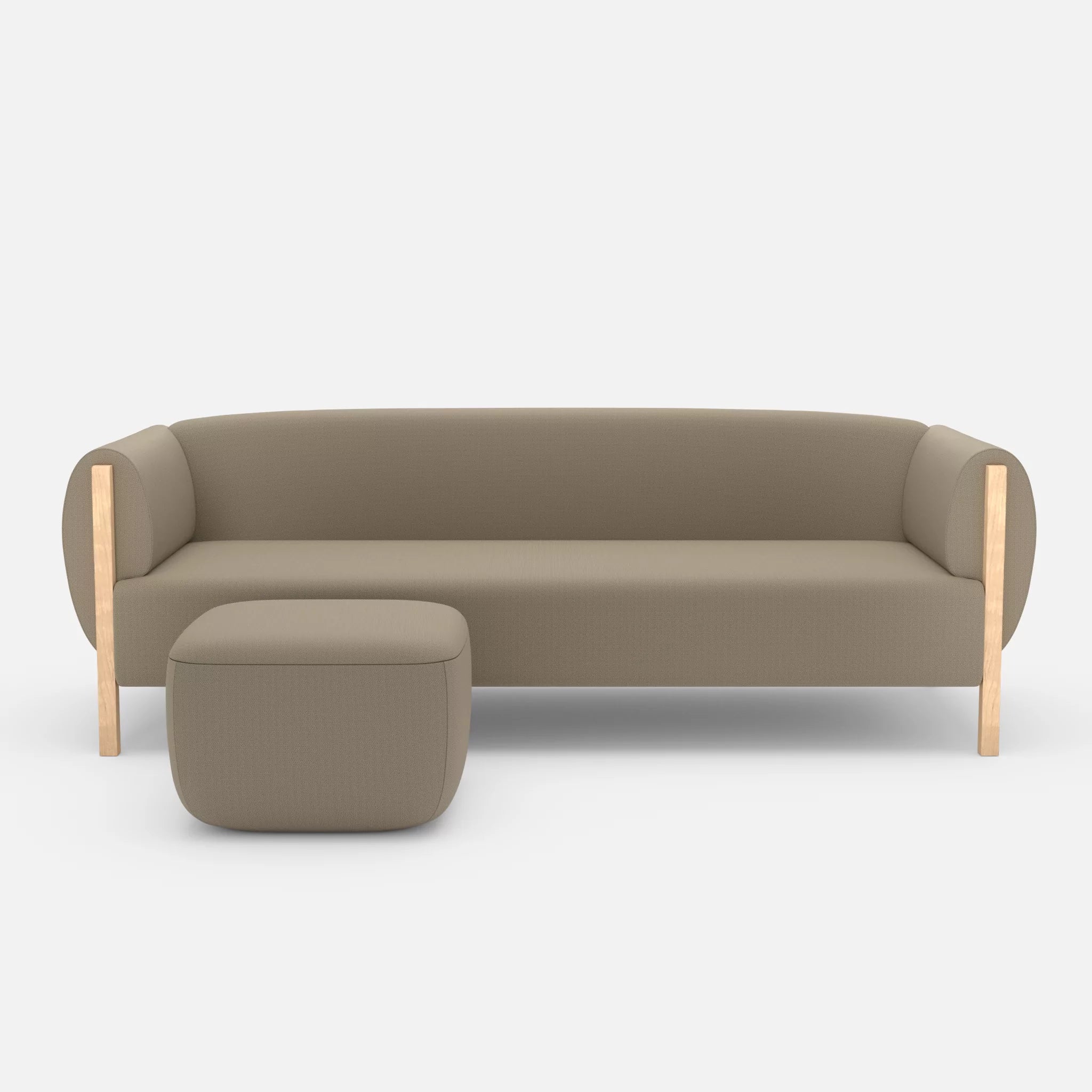 3 Sitzer Sofa Mallow mit Pouf radio1510 in Beige von vorne