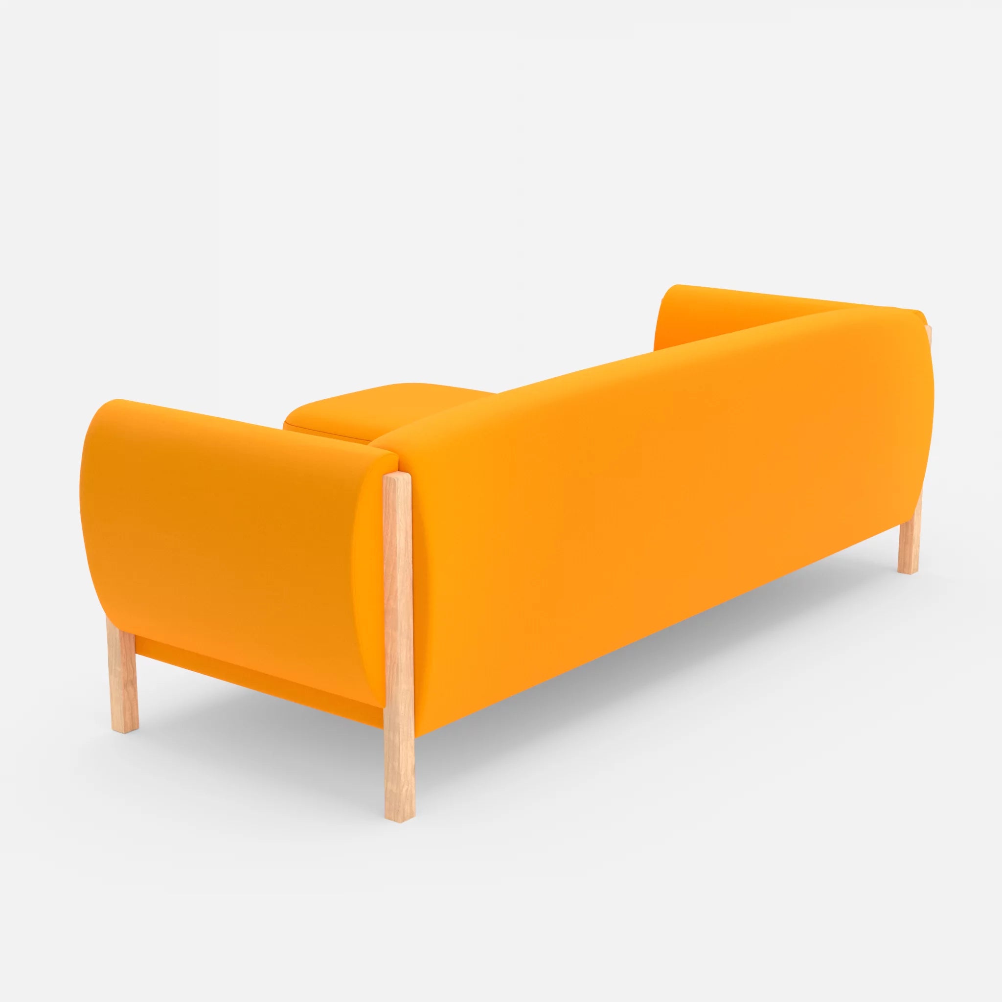 3 Sitzer Sofa Mallow mit Pouf radio3008 in Gelb von hinten
