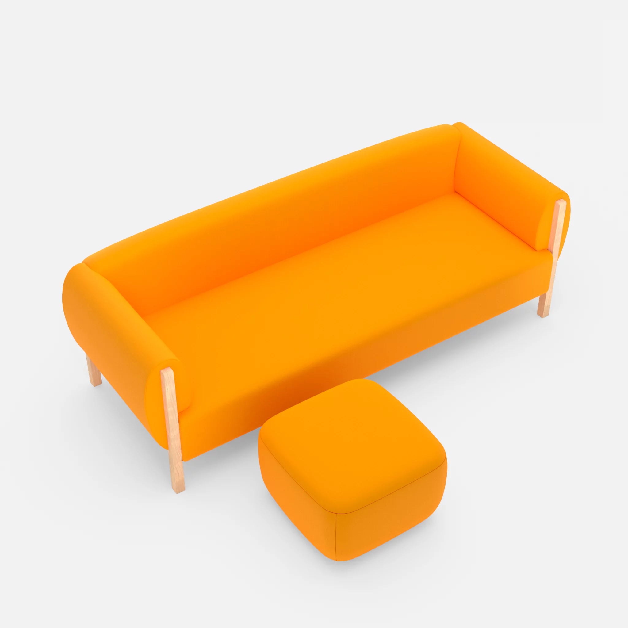 3 Sitzer Sofa Mallow mit Pouf radio3008 in Gelb von oben