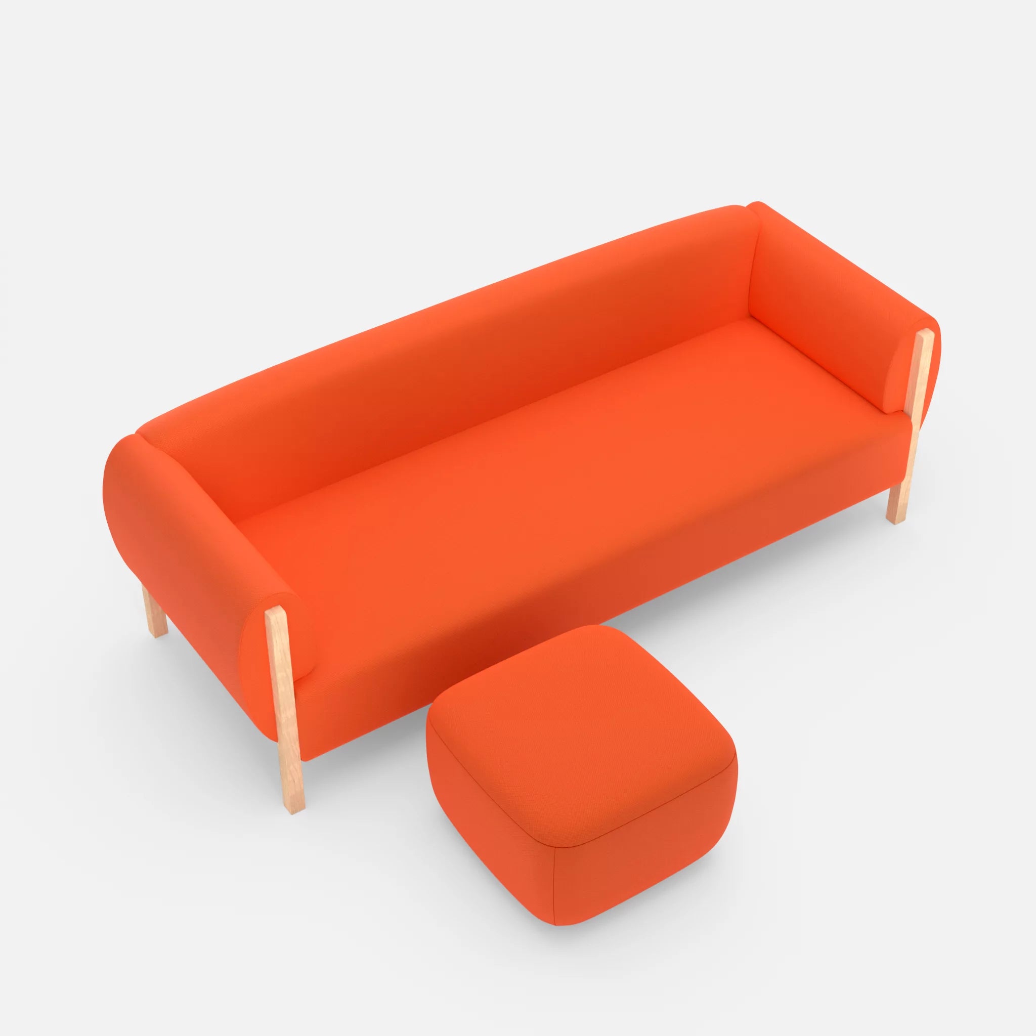 3 Sitzer Sofa Mallow mit Pouf radio3094 in Orange von oben