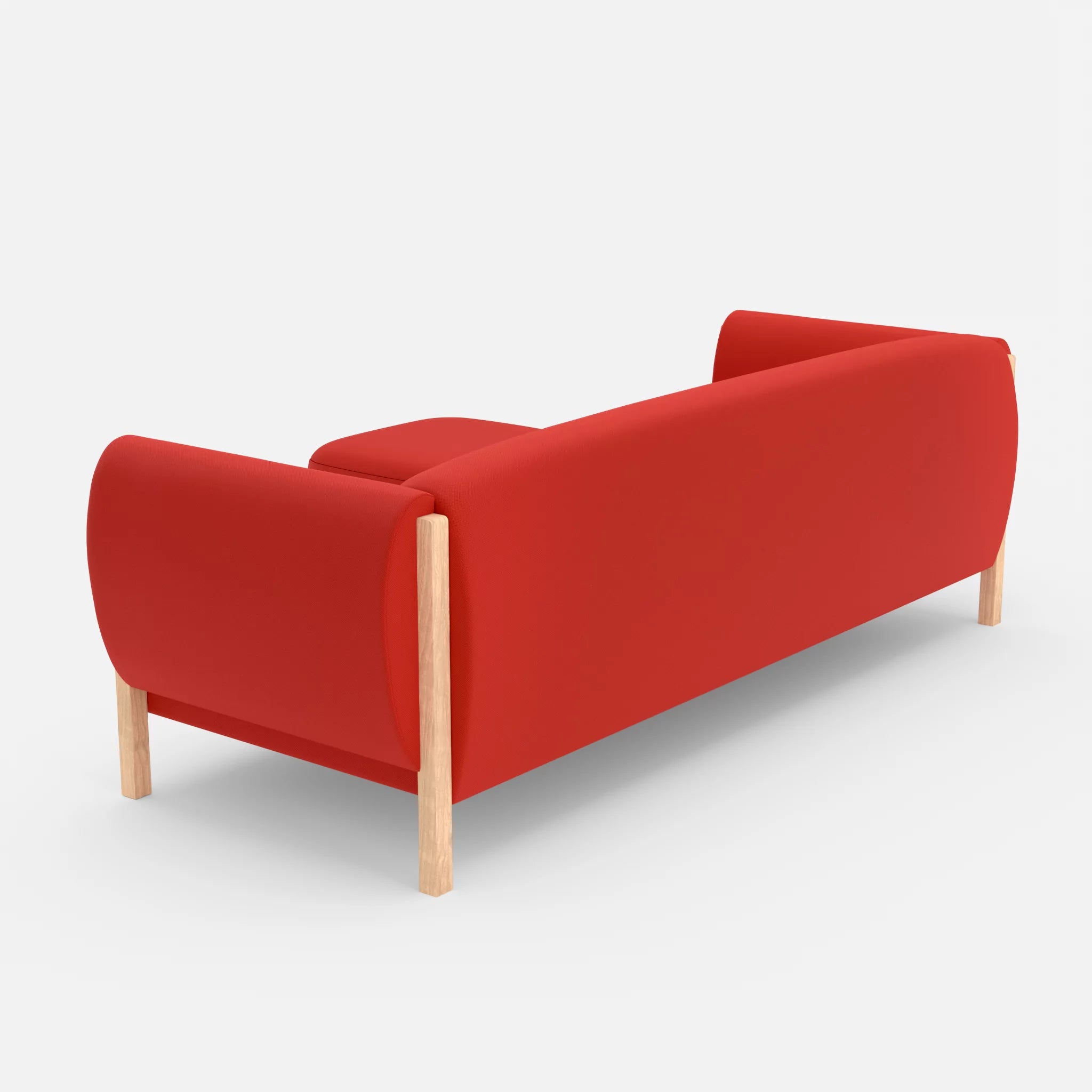 3 Sitzer Sofa Mallow mit Pouf radio4028 in Rot von hinten