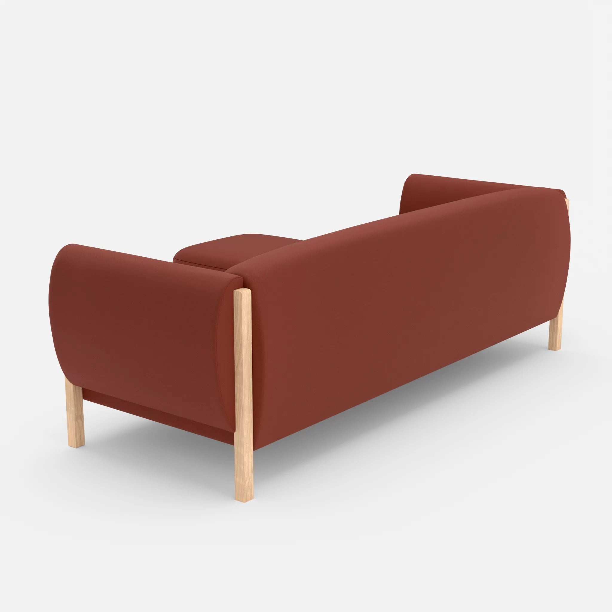 3 Sitzer Sofa Mallow mit Pouf radio4517 in Dunkelrot von hinten