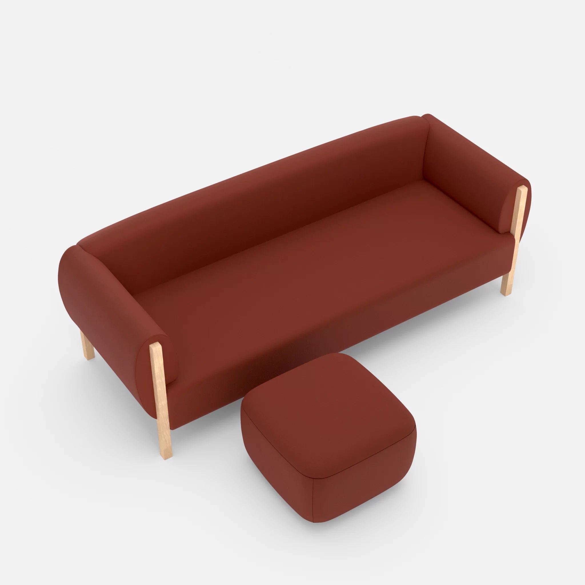 3 Sitzer Sofa Mallow mit Pouf radio4517 in Dunkelrot von oben