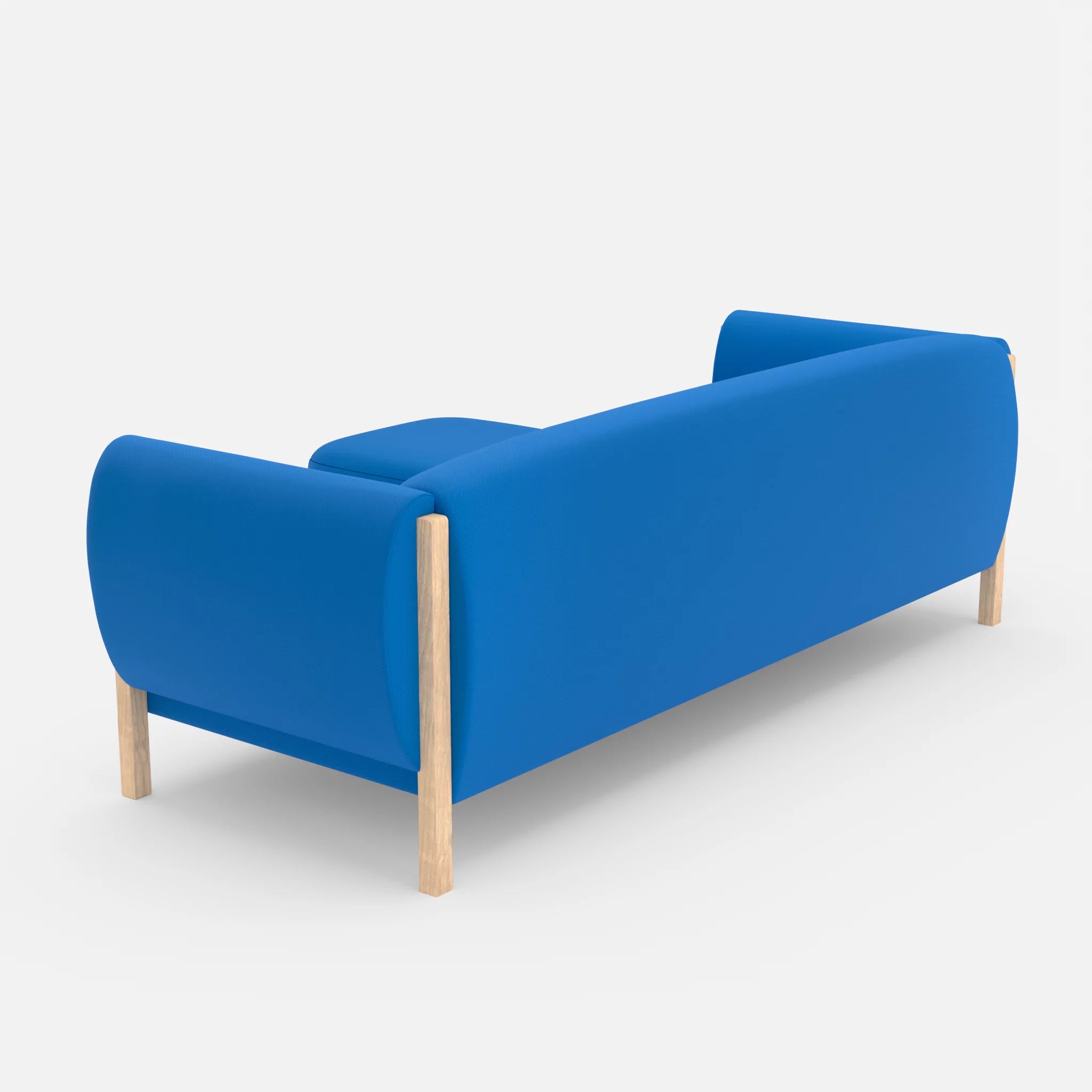 3 Sitzer Sofa Mallow mit Pouf radio6075 in Blau von hinten