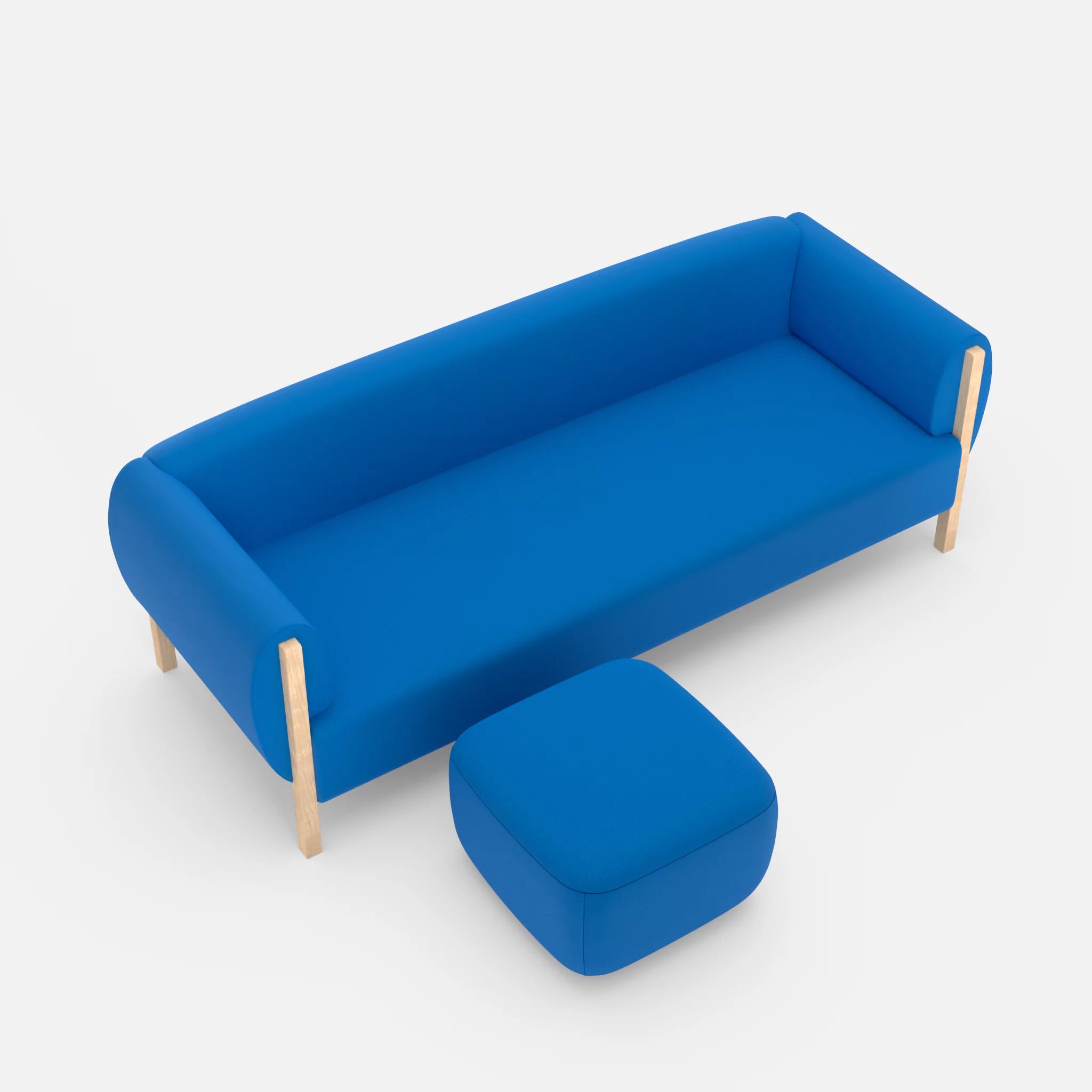 3 Sitzer Sofa Mallow mit Pouf radio6075 in Blau von oben