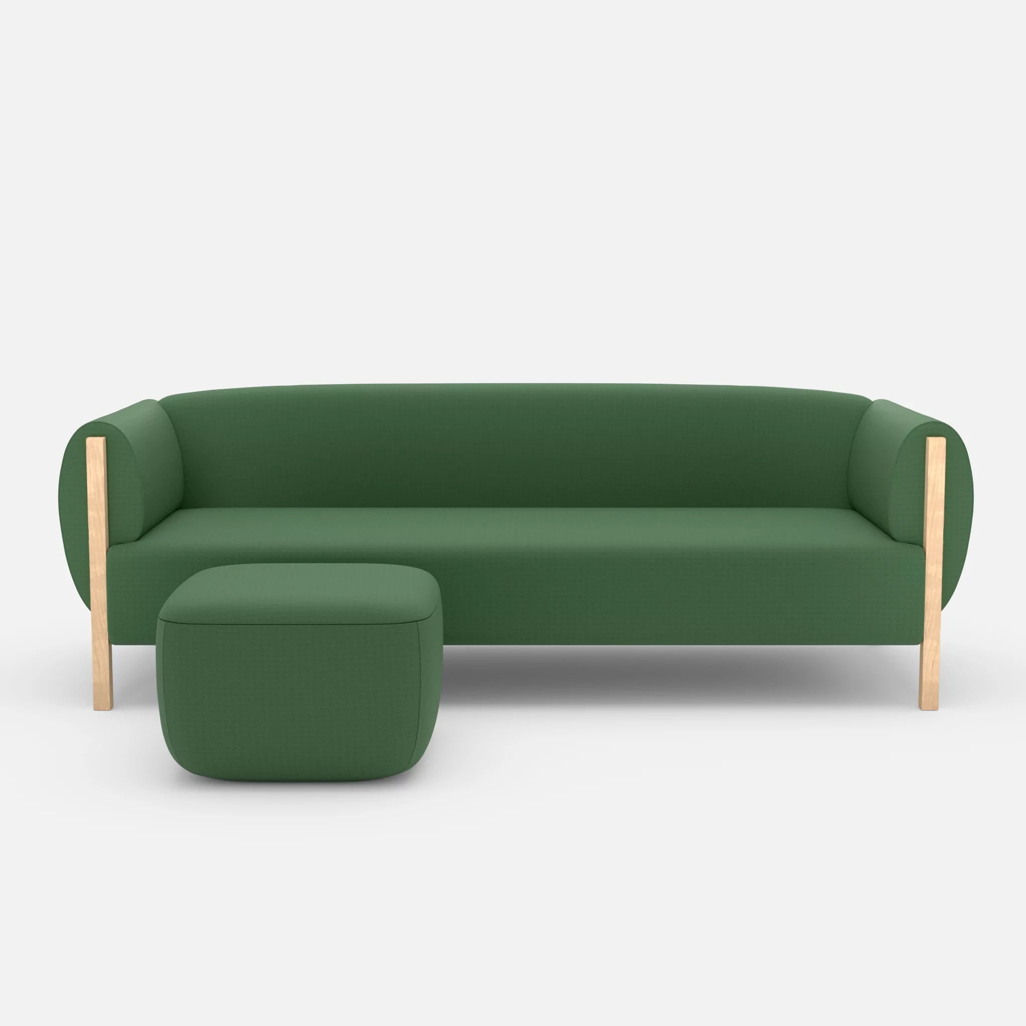 3 Sitzer Sofa Mallow mit Pouf radio7036 in Olive von vorne