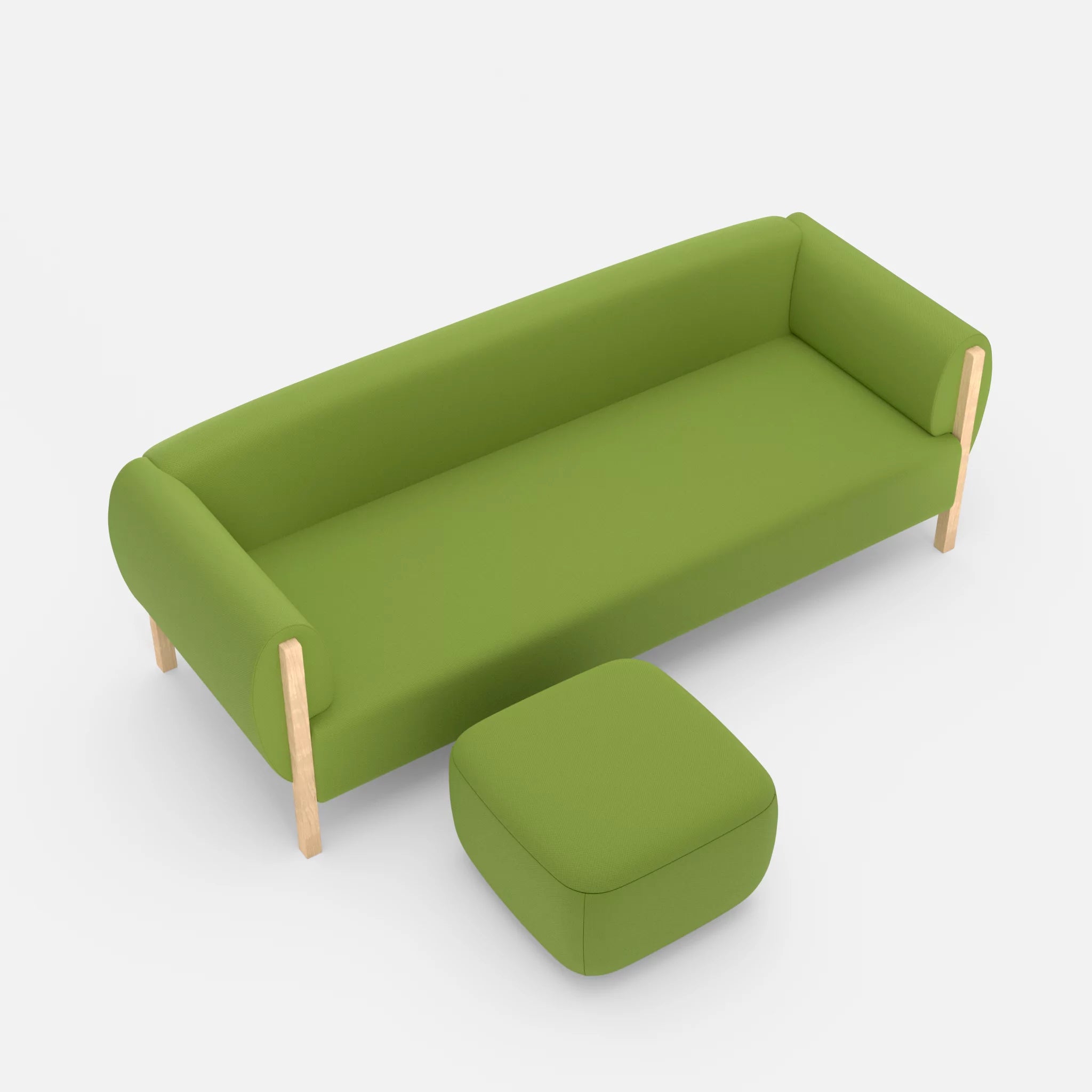 3 Sitzer Sofa Mallow mit Pouf radio7041 in Hellgrün von oben