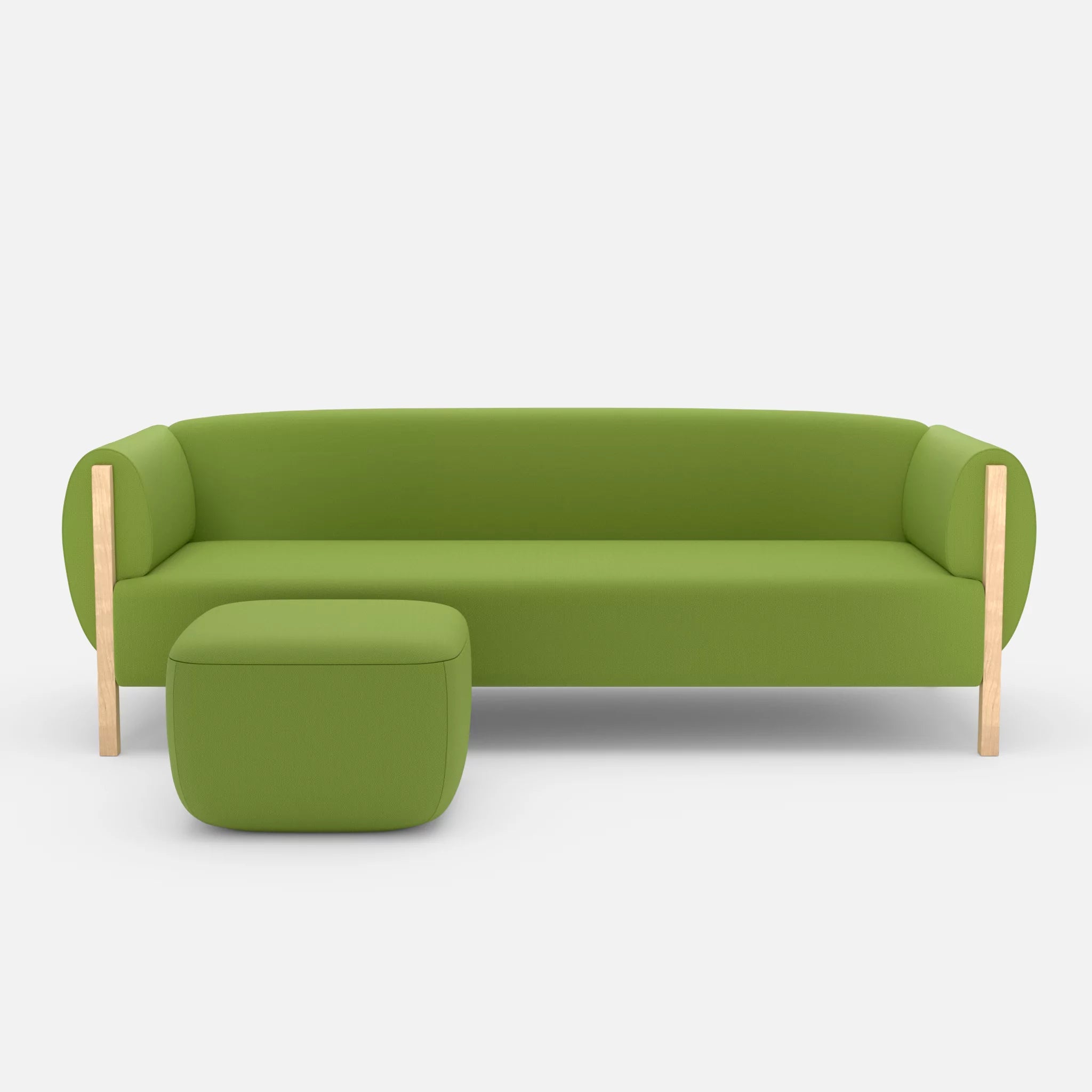 3 Sitzer Sofa Mallow mit Pouf radio7041 in Hellgrün von vorne