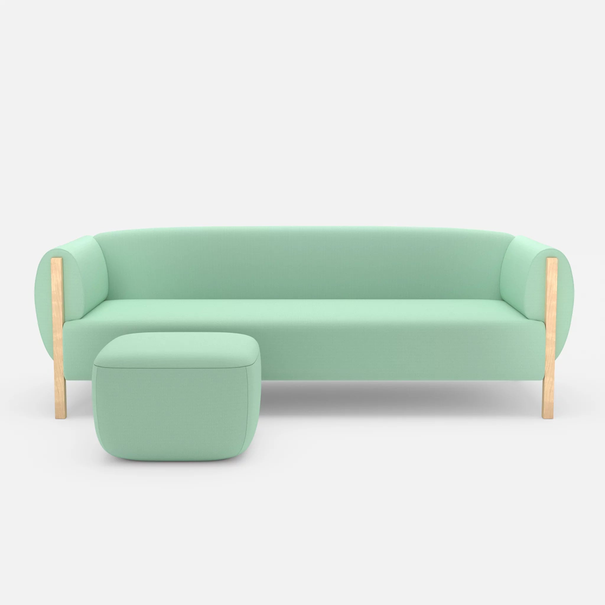 3 Sitzer Sofa Mallow mit Pouf radio7045 in Hellblau von vorne