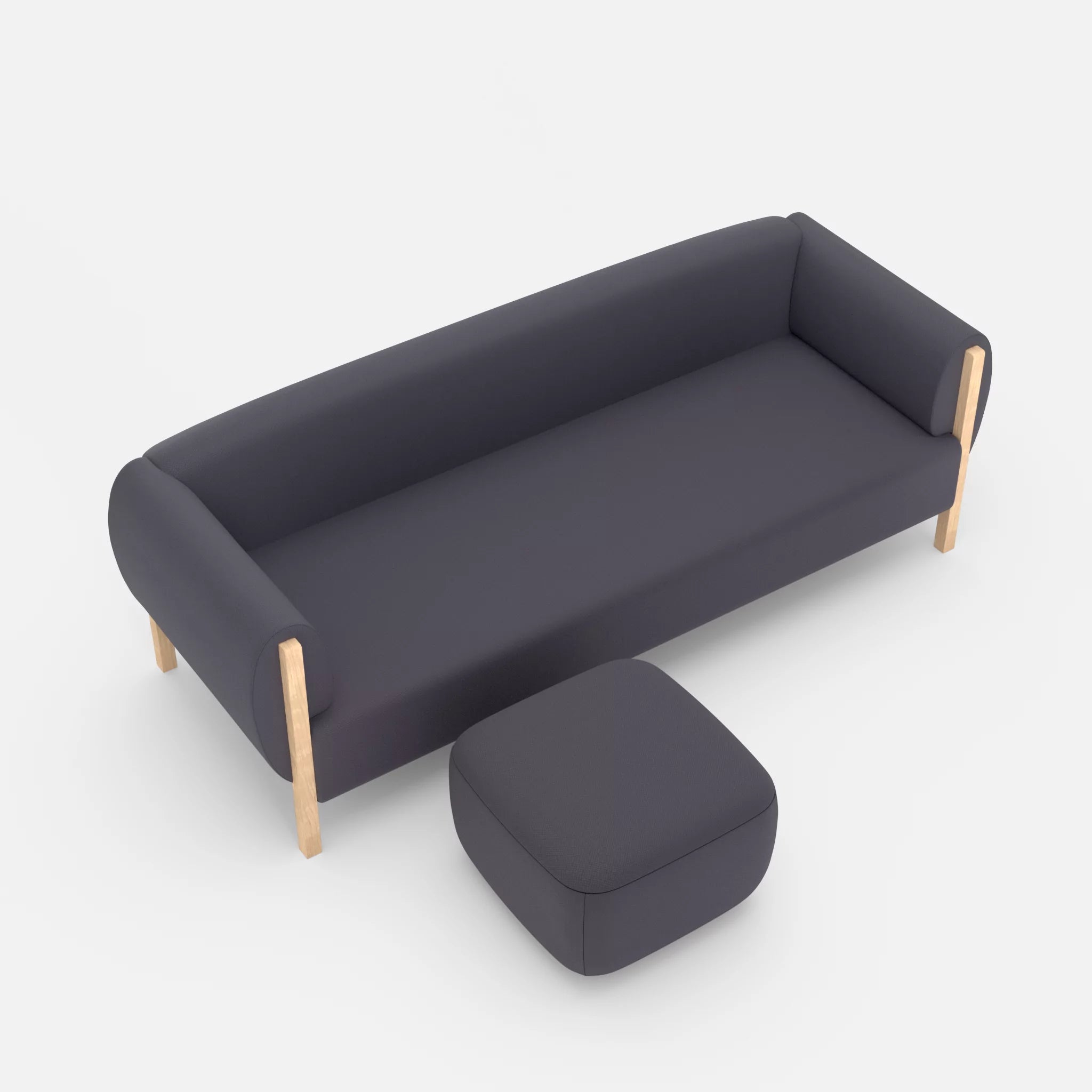 3 Sitzer Sofa Mallow mit Pouf radio8517 in Anthrazit von oben