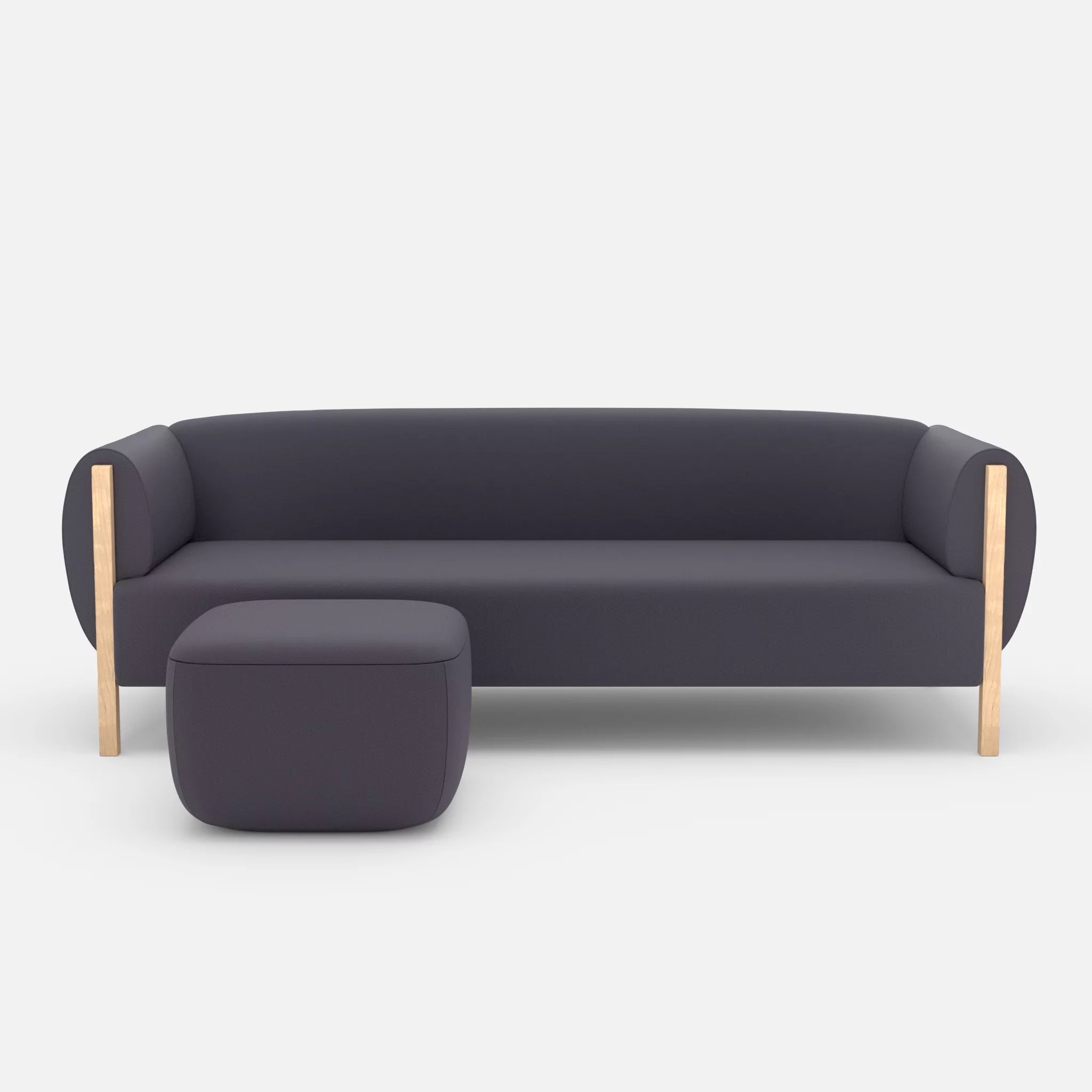 3 Sitzer Sofa Mallow mit Pouf radio8517 in Anthrazit von vorne