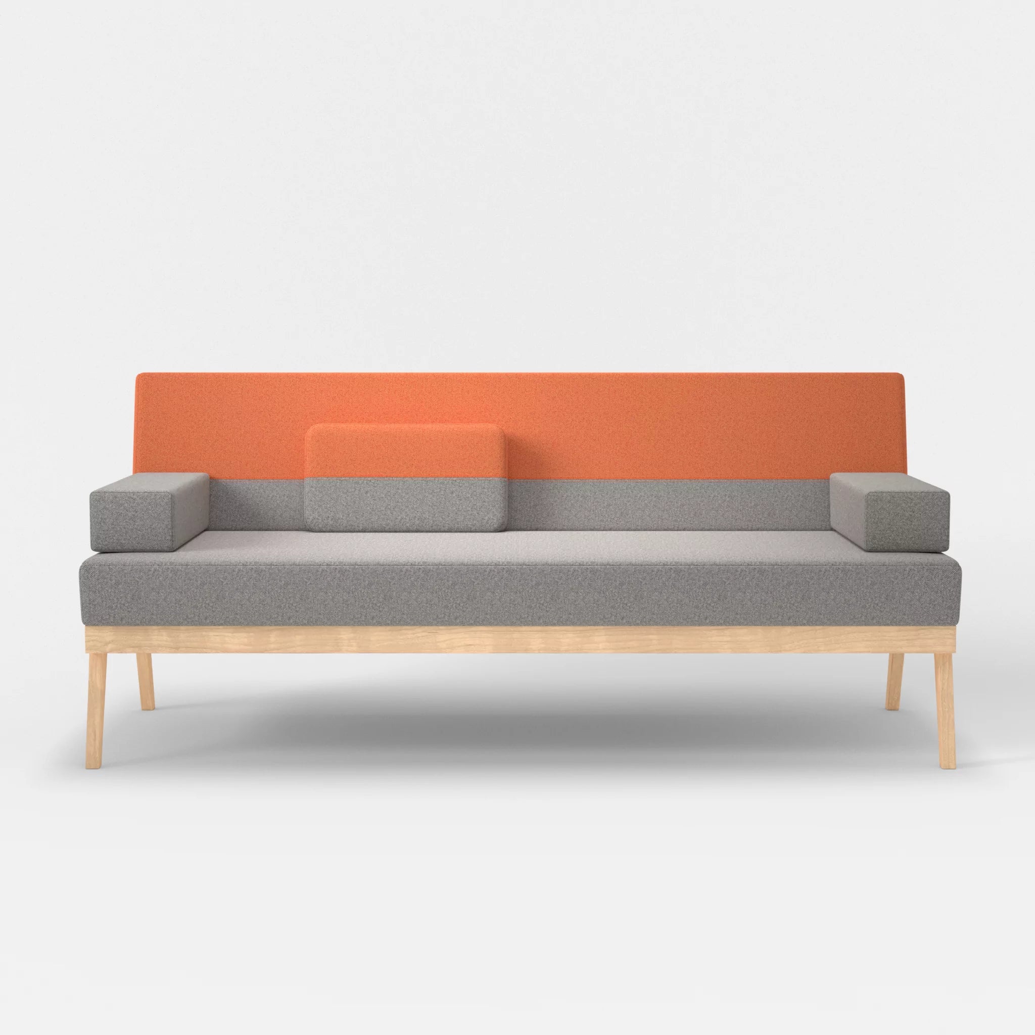 3er Sitzsofa Bauz celia0208-celia0215 in Mittelgrau und Orange von vorne