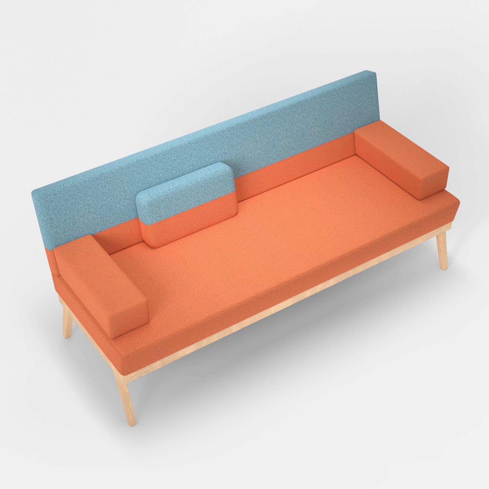 3er Sitzsofa Bauz celia0215-celia0209 in Orange und Türkis von oben