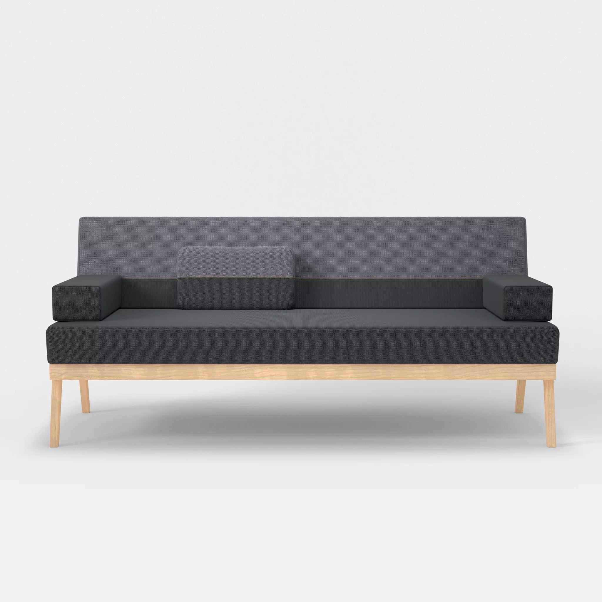 3er Sitzsofa Bauz credoasphalt-credocarbon in Anthrazit und Dunkelgrau von vorne