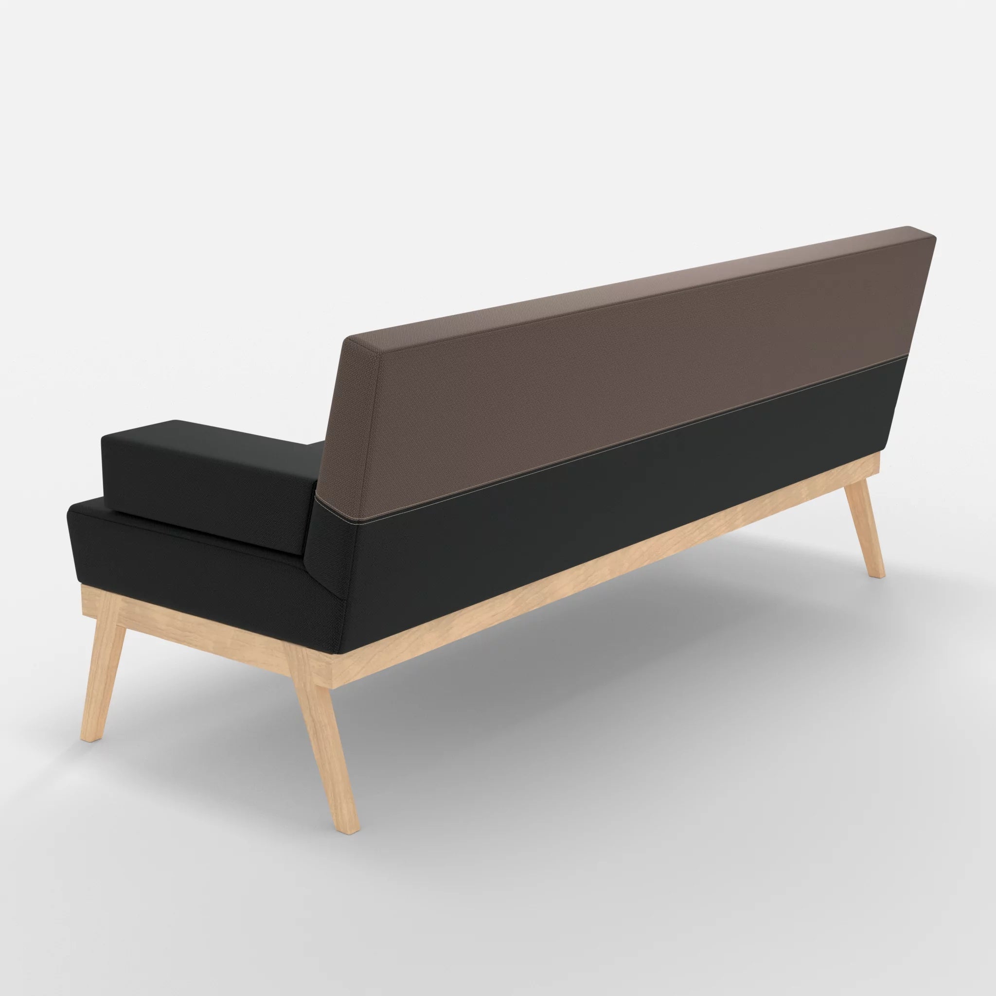 3er Sitzsofa Bauz credoblack-credowalnut in Schwarz und Dunkelgrau von hinten