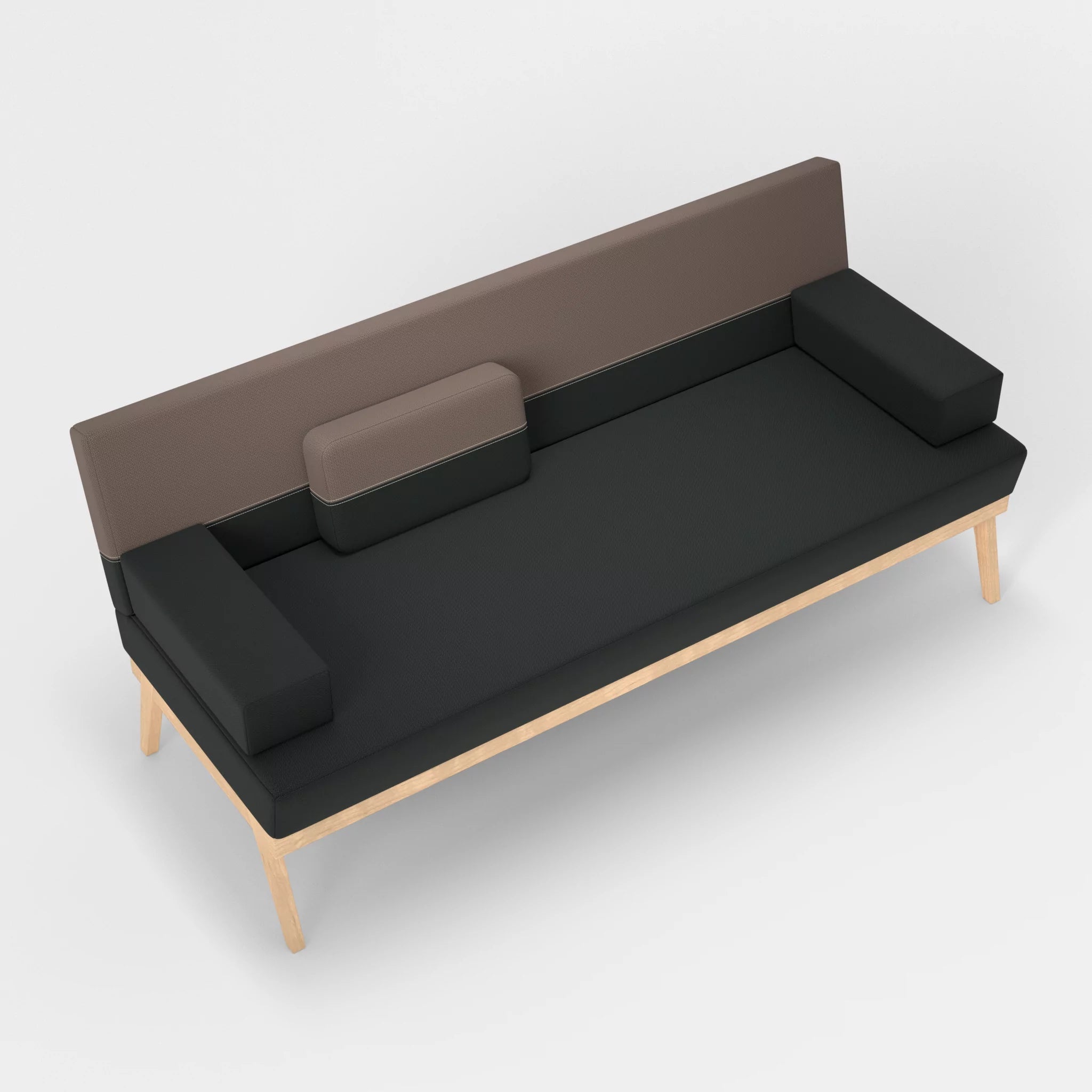 3er Sitzsofa Bauz credoblack-credowalnut in Schwarz und Dunkelgrau von oben