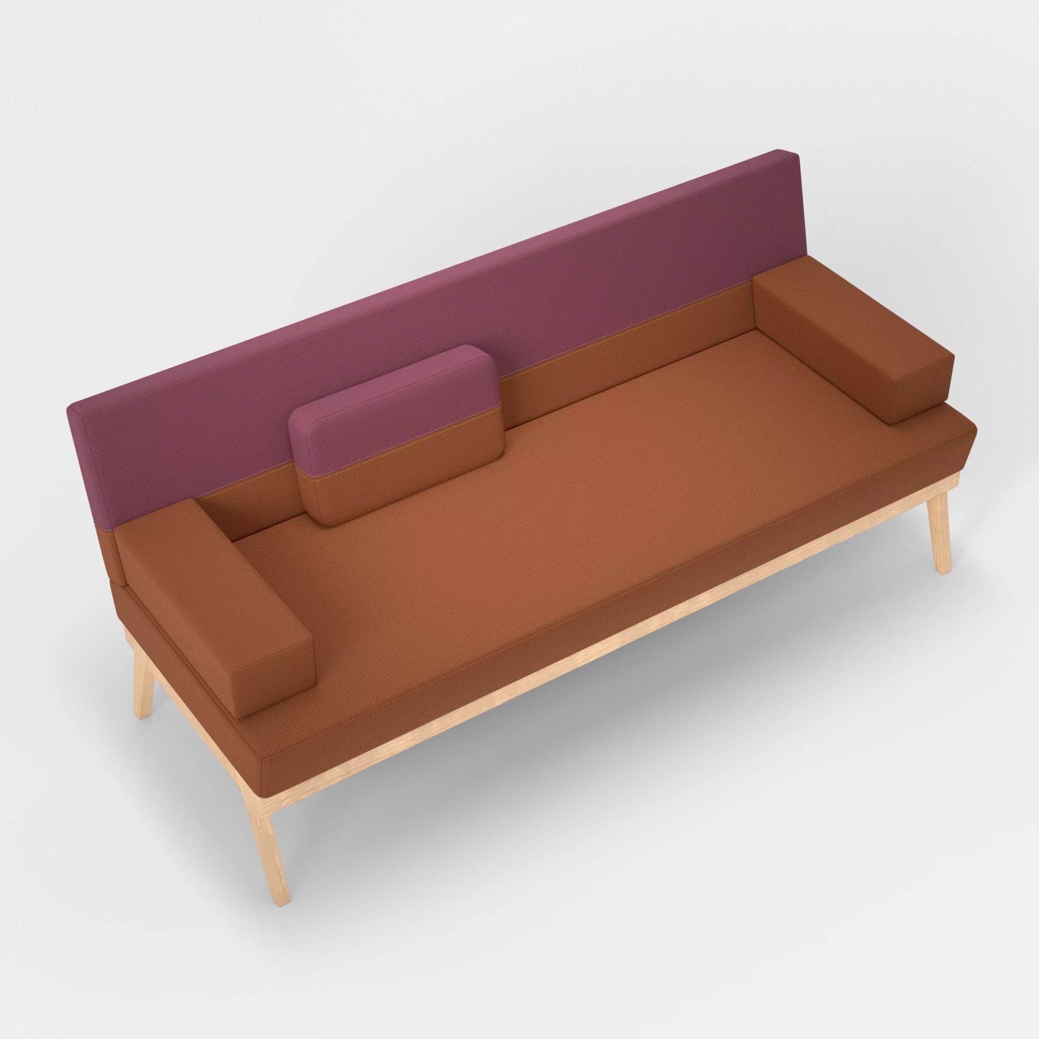 3er Sitzsofa Bauz credokupfer-credobreva in Braun und Violett von oben