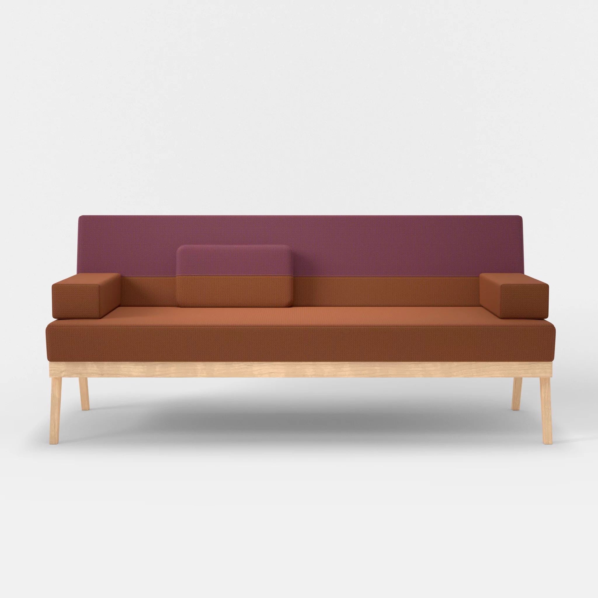 3er Sitzsofa Bauz credokupfer-credobreva in Braun und Violett von vorne