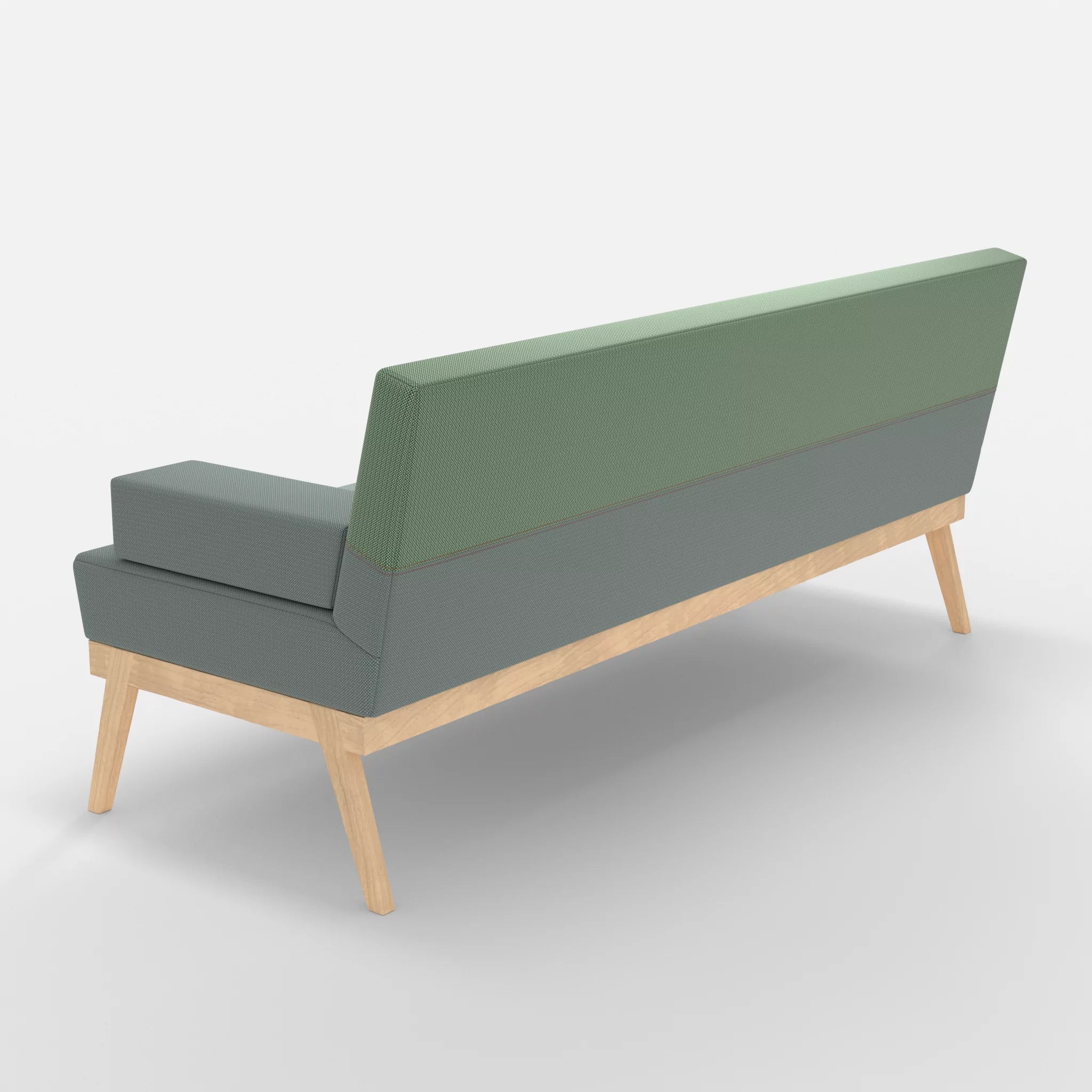 3er Sitzsofa Bauz credolake-credoaloe in Graublau und Hellgrün von hinten