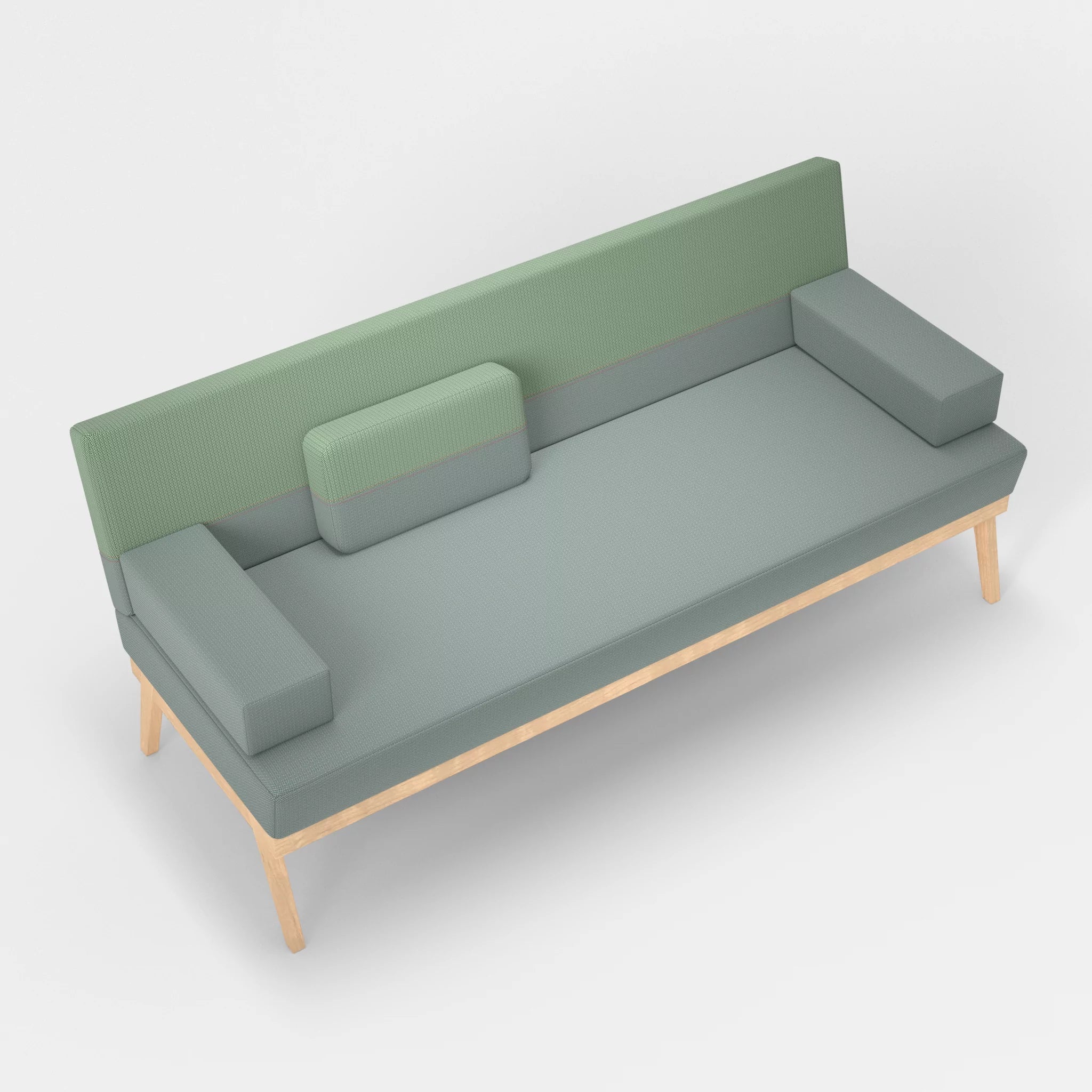 3er Sitzsofa Bauz credolake-credoaloe in Graublau und Hellgrün von oben