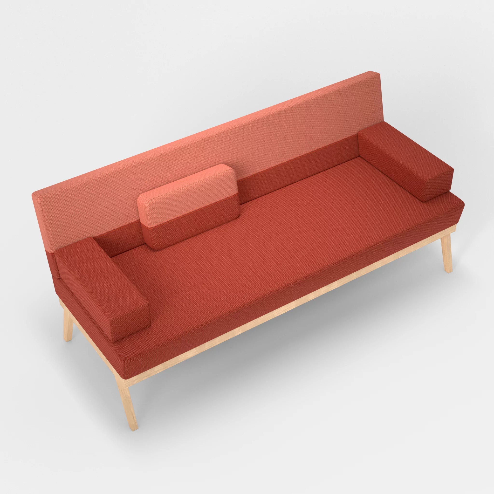 3er Sitzsofa Bauz credolampion-credograpefruit in Rot und Coral von oben