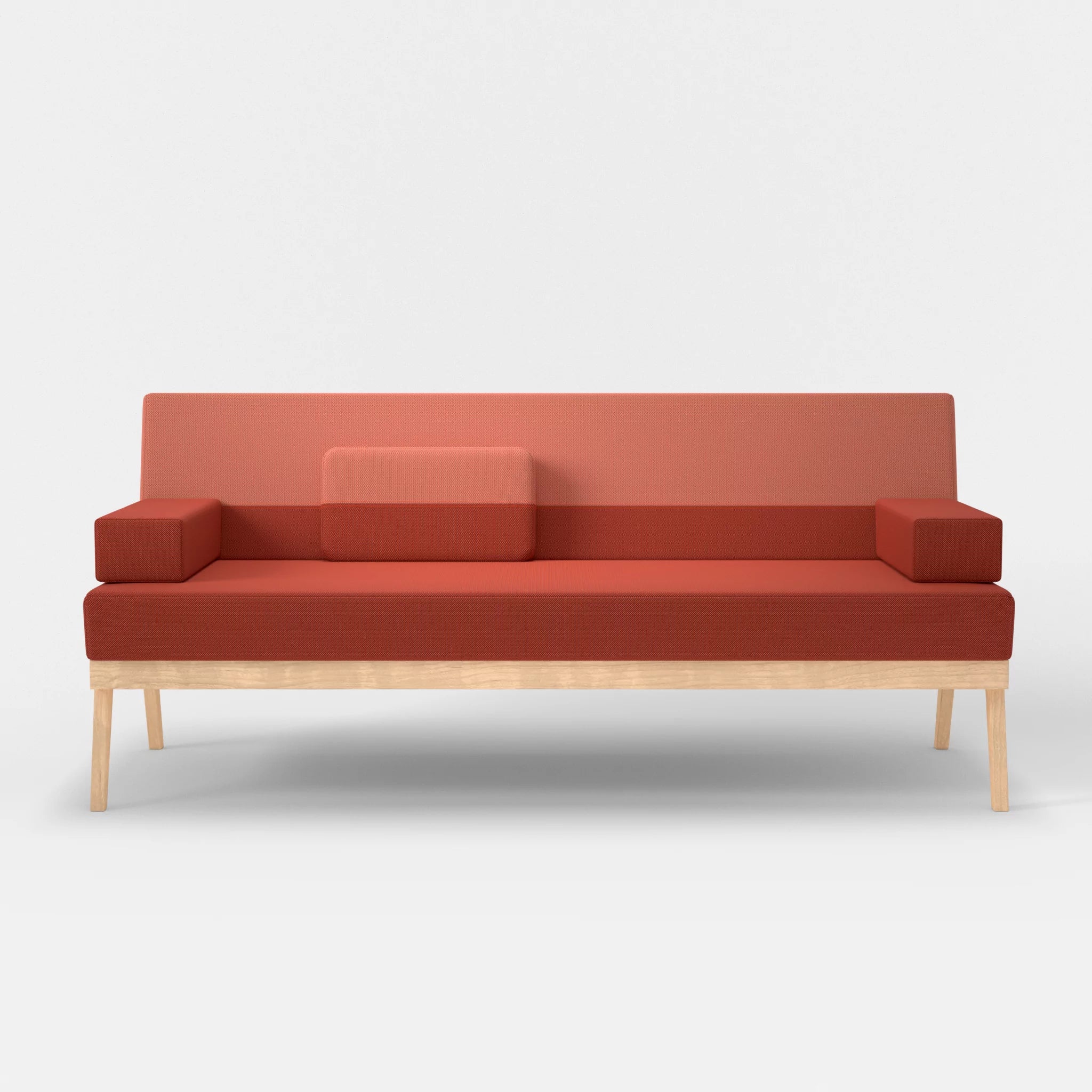 3er Sitzsofa Bauz credolampion-credograpefruit in Rot und Coral von vorne