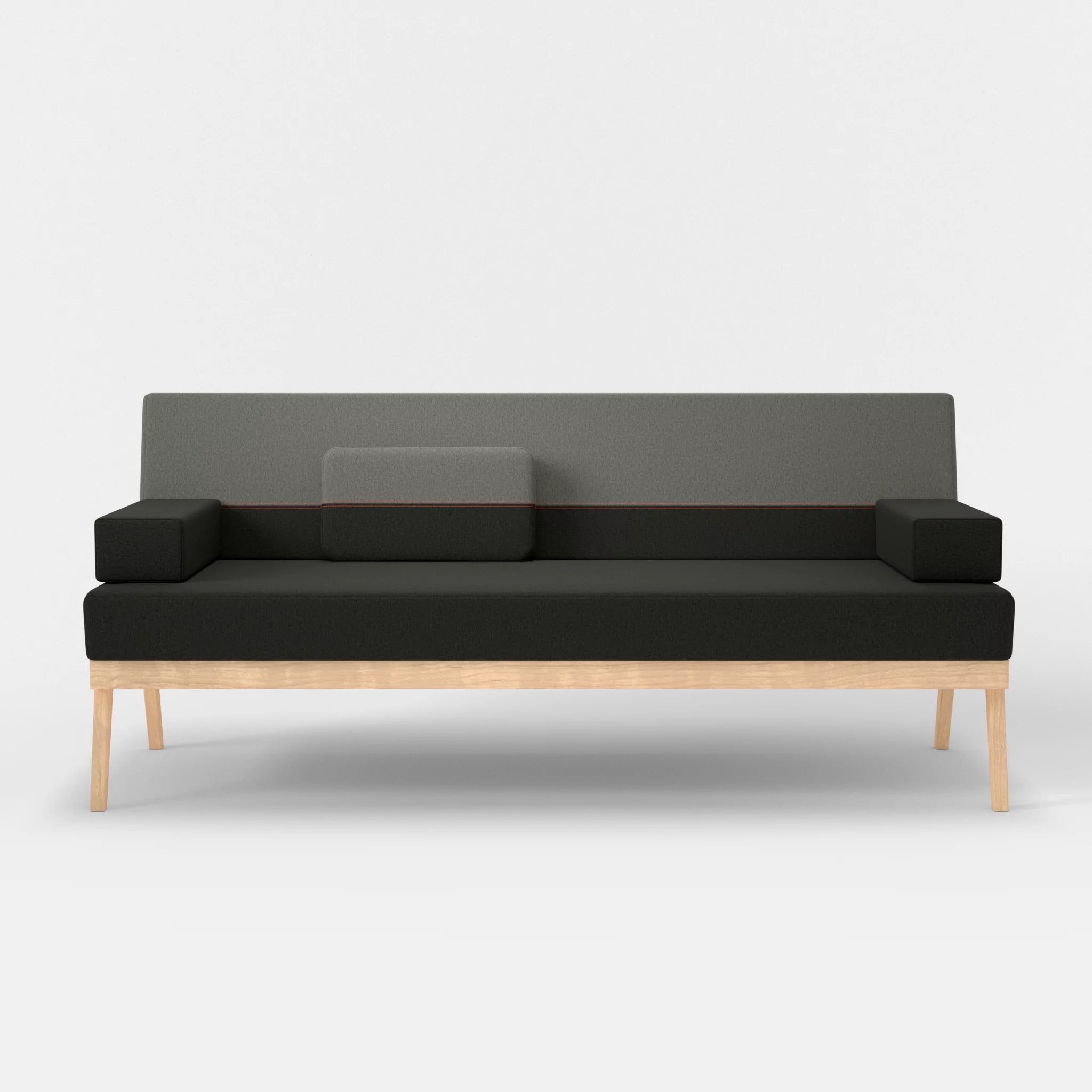 3er Sitzsofa Bauz dama0002-dama0003 in Anthrazit und Mittelgrau von vorne
