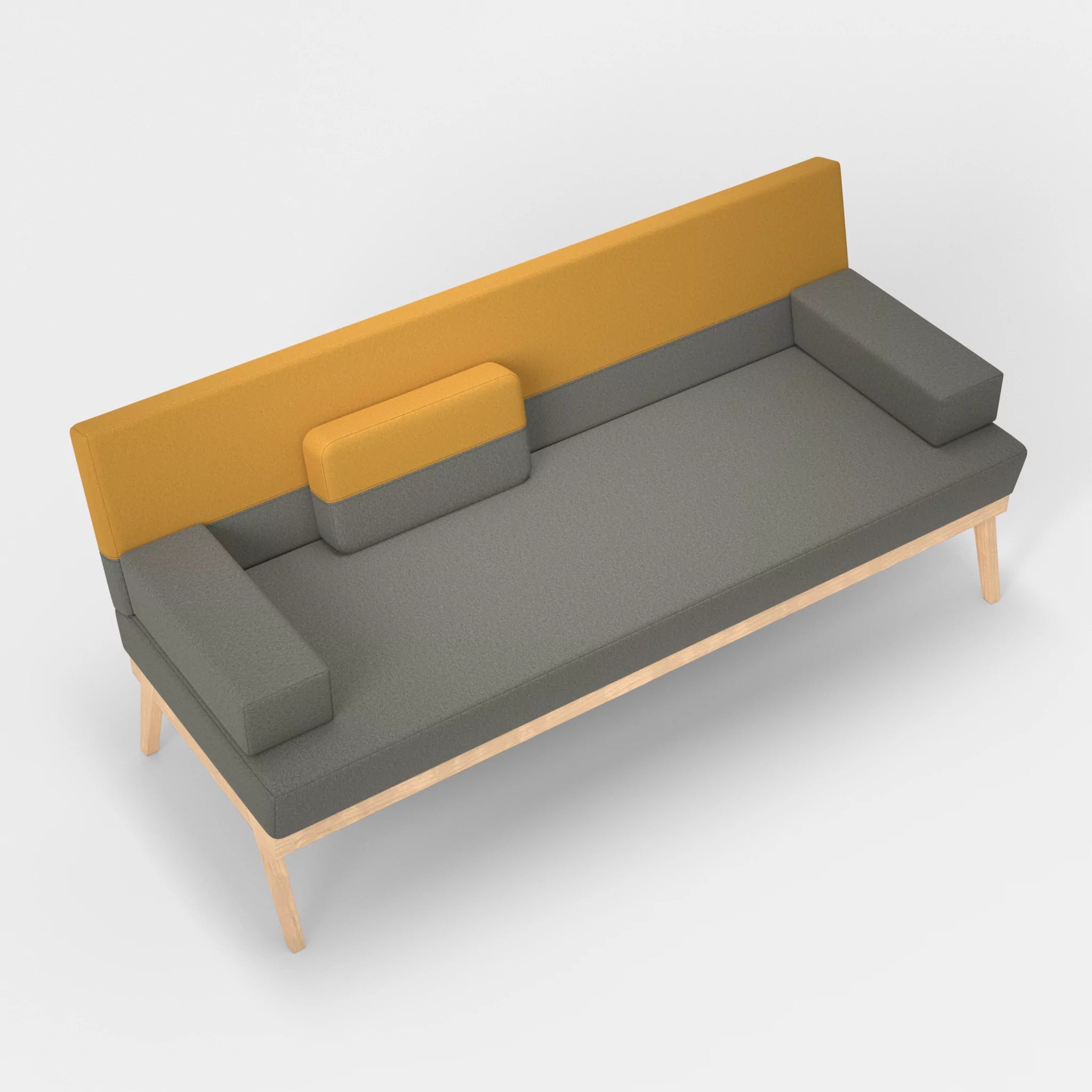 3er Sitzsofa Bauz dama0003-dama0081 in Mittelgrau und Curry von oben