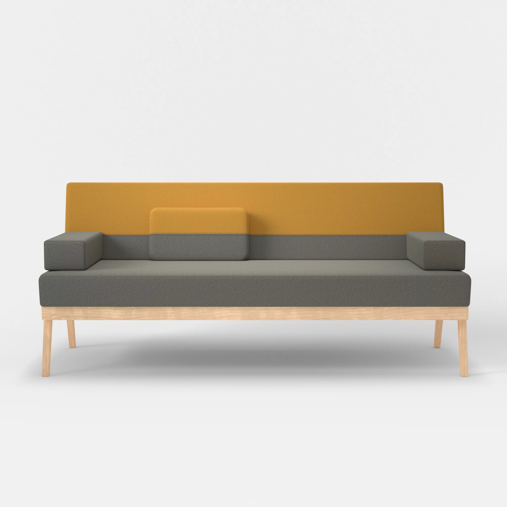 3er Sitzsofa Bauz dama0003-dama0081 in Mittelgrau und Curry von vorne