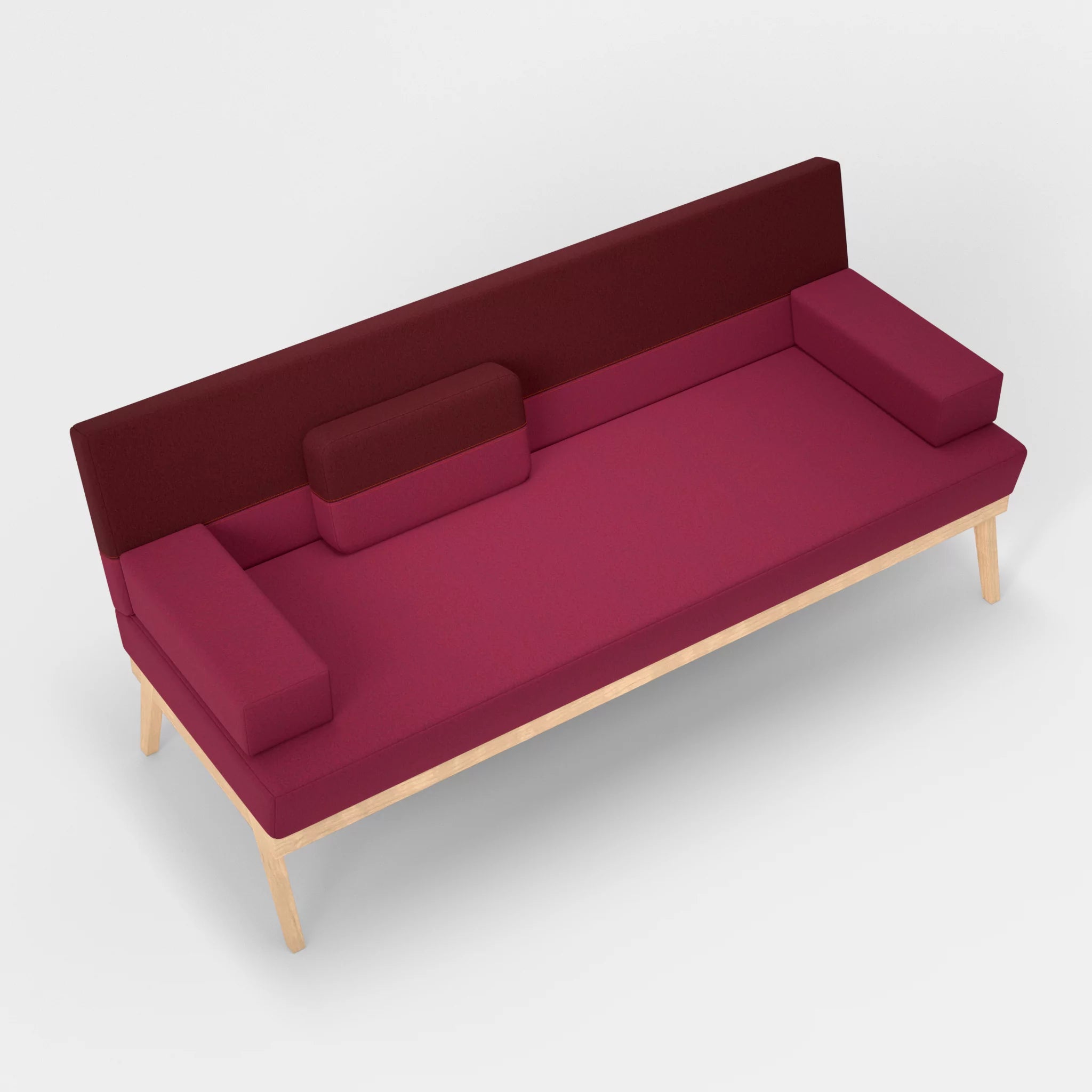 3er Sitzsofa Bauz dama0034-dama0050 in Bordeaux und Fuchsia von oben