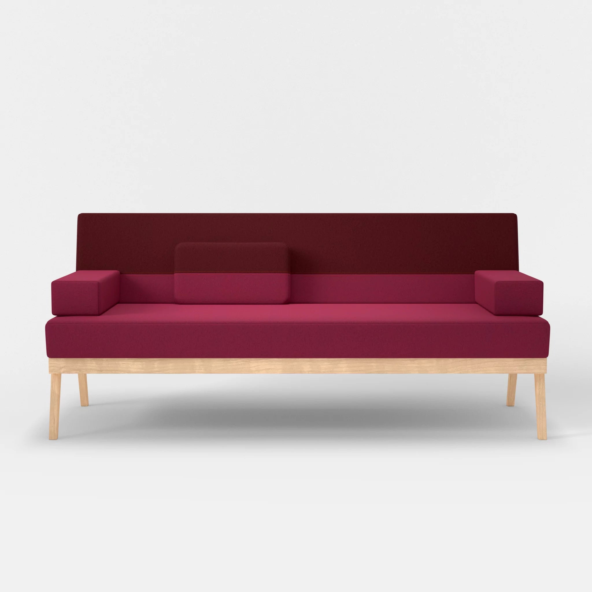 3er Sitzsofa Bauz dama0034-dama0050 in Bordeaux und Fuchsia von vorne