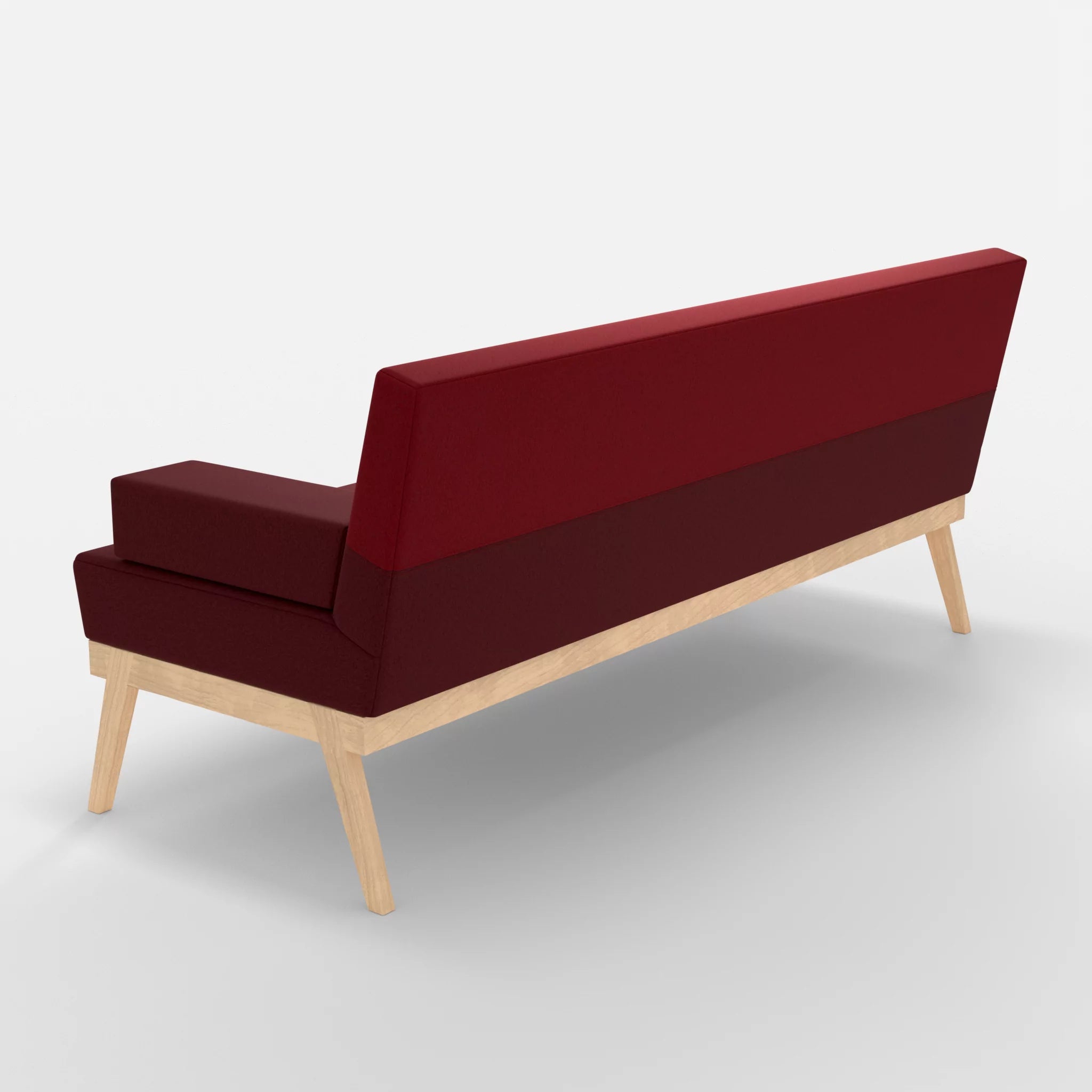 3er Sitzsofa Bauz dama0034-dama0053 in Bordeaux und Rot von hinten