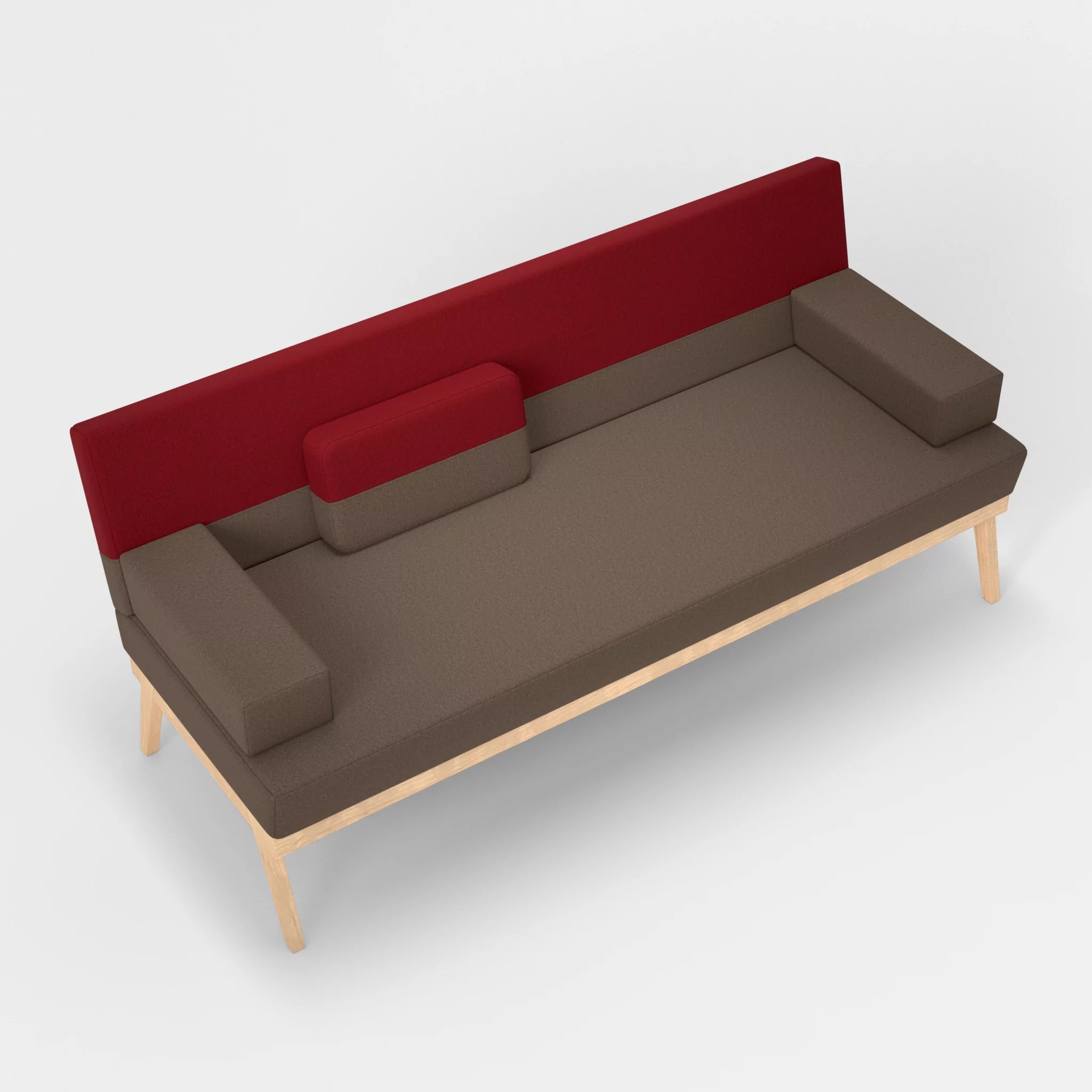 3er Sitzsofa Bauz dama0051-dama0053 in Braun und Rot von oben