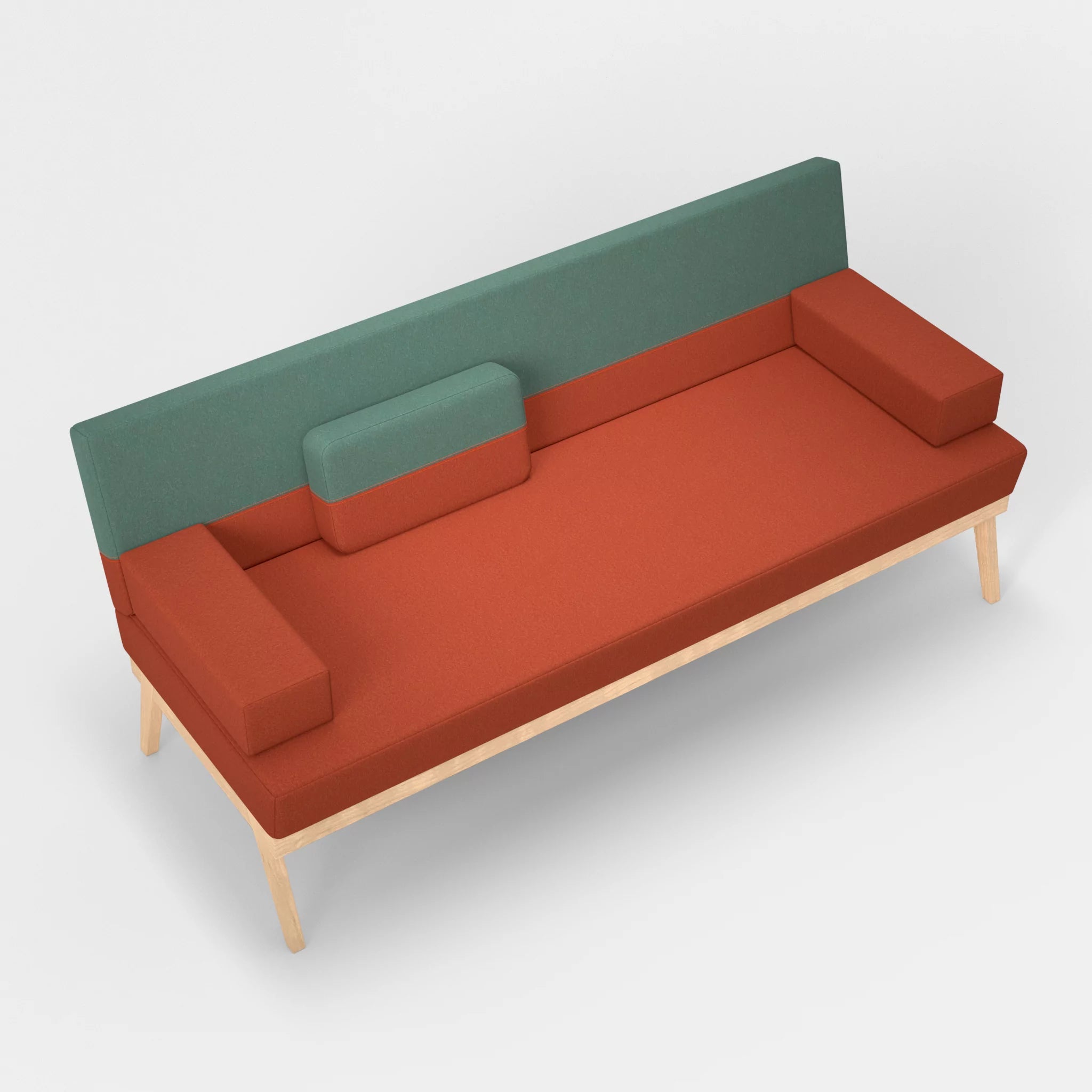3er Sitzsofa Bauz dama0062-dama0045 in Orange und Türkis von oben