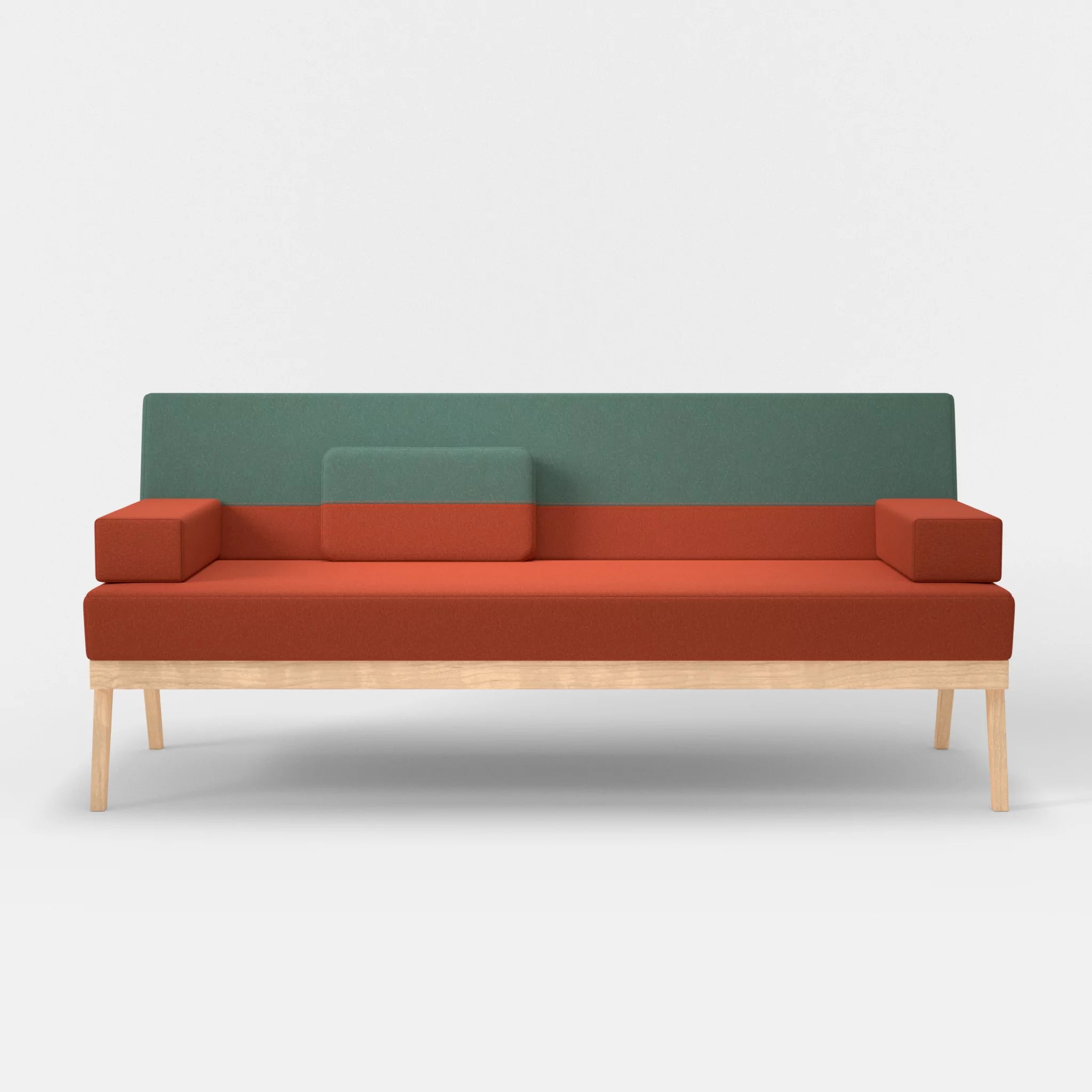 3er Sitzsofa Bauz dama0062-dama0045 in Orange und Türkis von vorne
