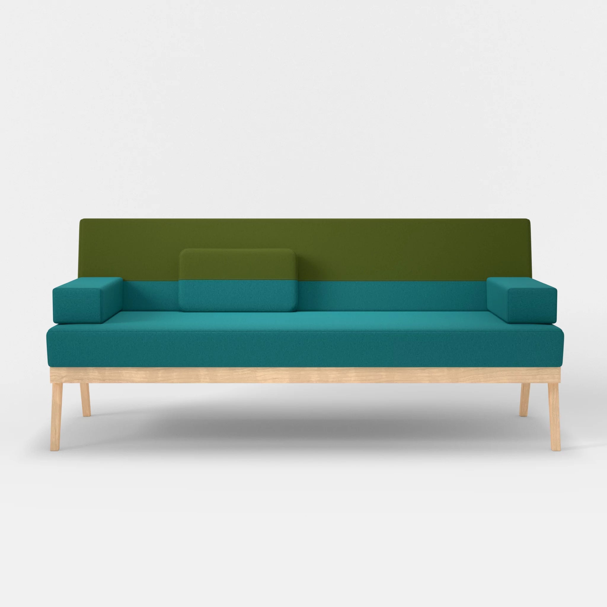 3er Sitzsofa Bauz dama0076-dama0059 in Türkis und Grün von vorne