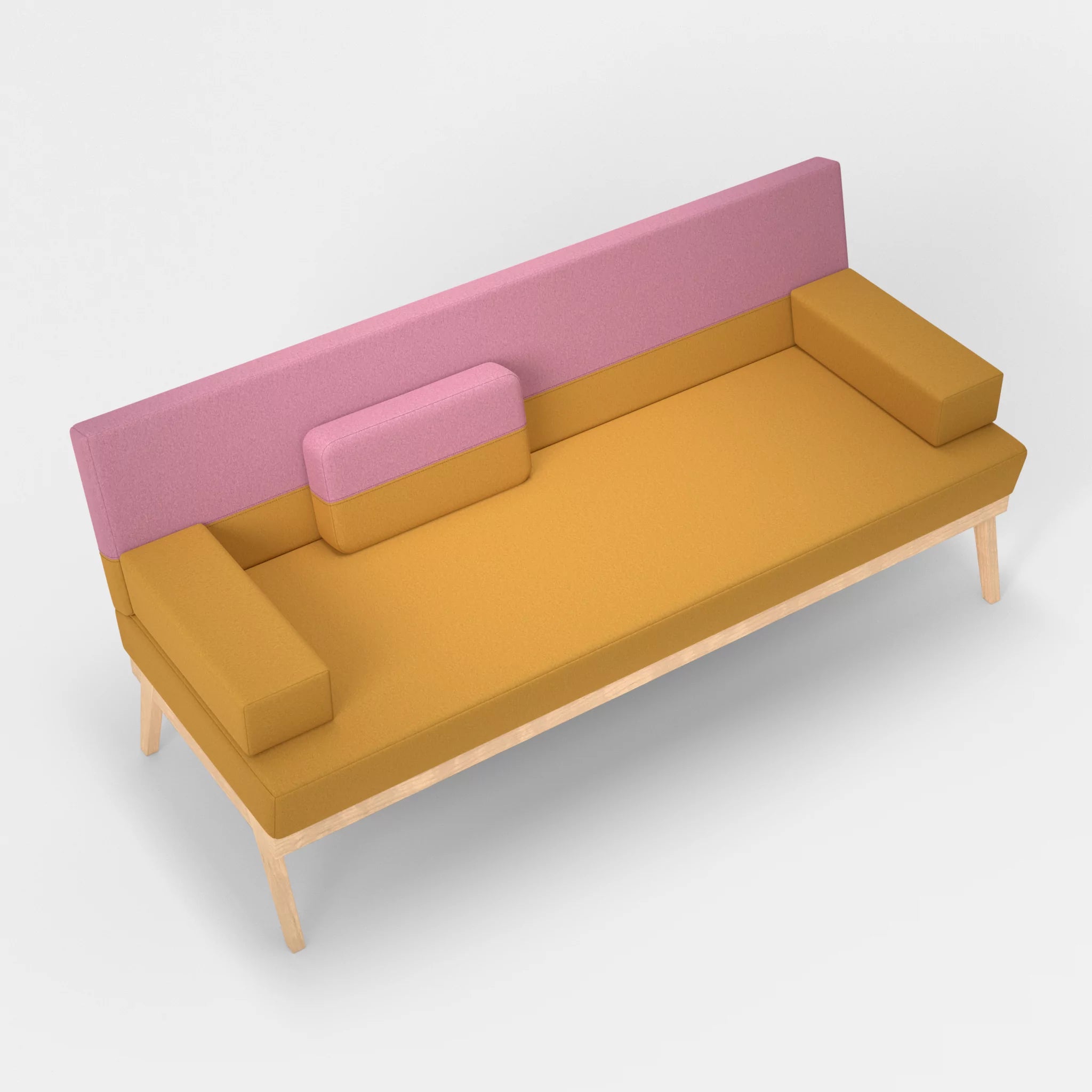 3er Sitzsofa Bauz dama0081-dama0084 in Curry und Rosa von oben