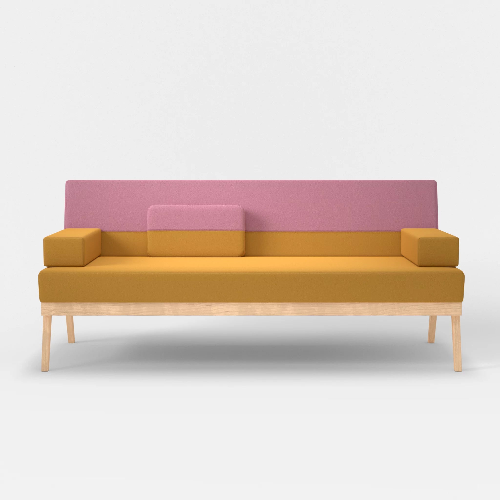 3er Sitzsofa Bauz dama0081-dama0084 in Curry und Rosa von vorne