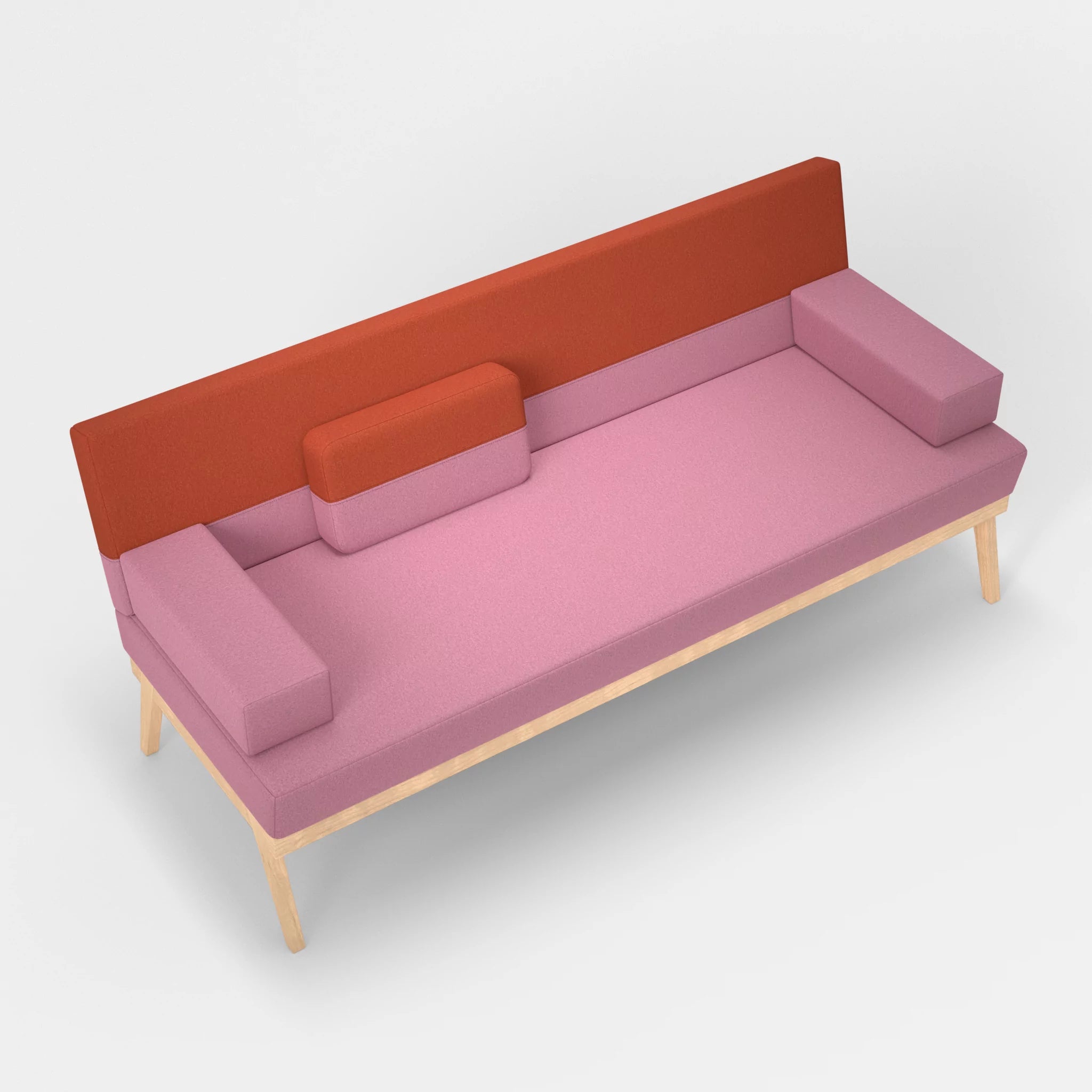 3er Sitzsofa Bauz dama0084-dama0062 in Rosa und Orange von oben