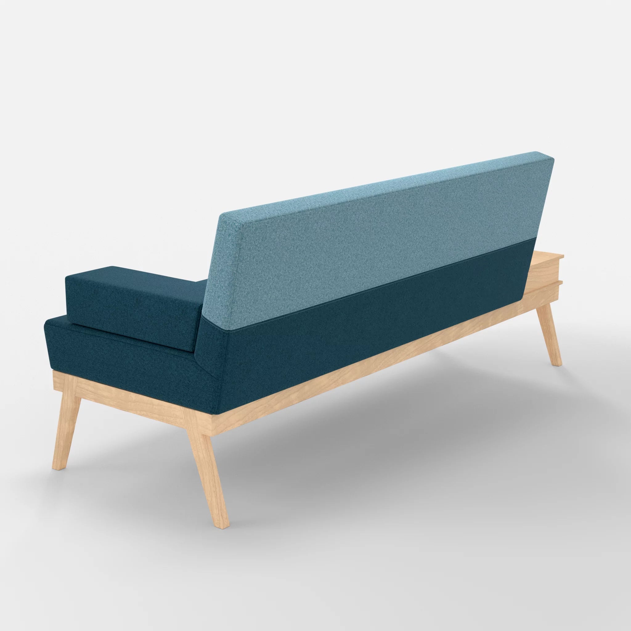 3er Sitzsofa Bauz mit Ablage links celia0203-celia0209 in Blau und Türkis von hinten