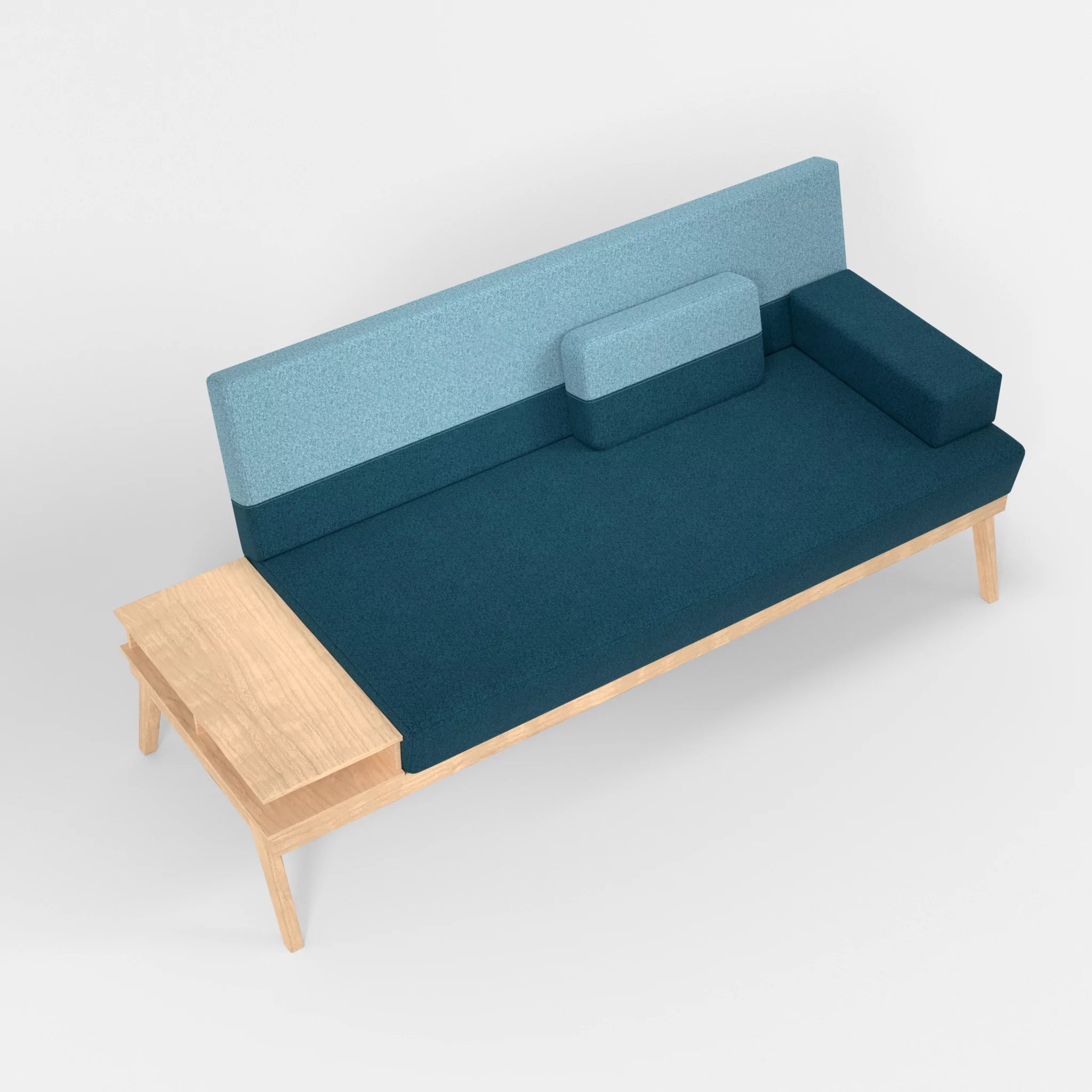 3er Sitzsofa Bauz mit Ablage links celia0203-celia0209 in Blau und Türkis von oben