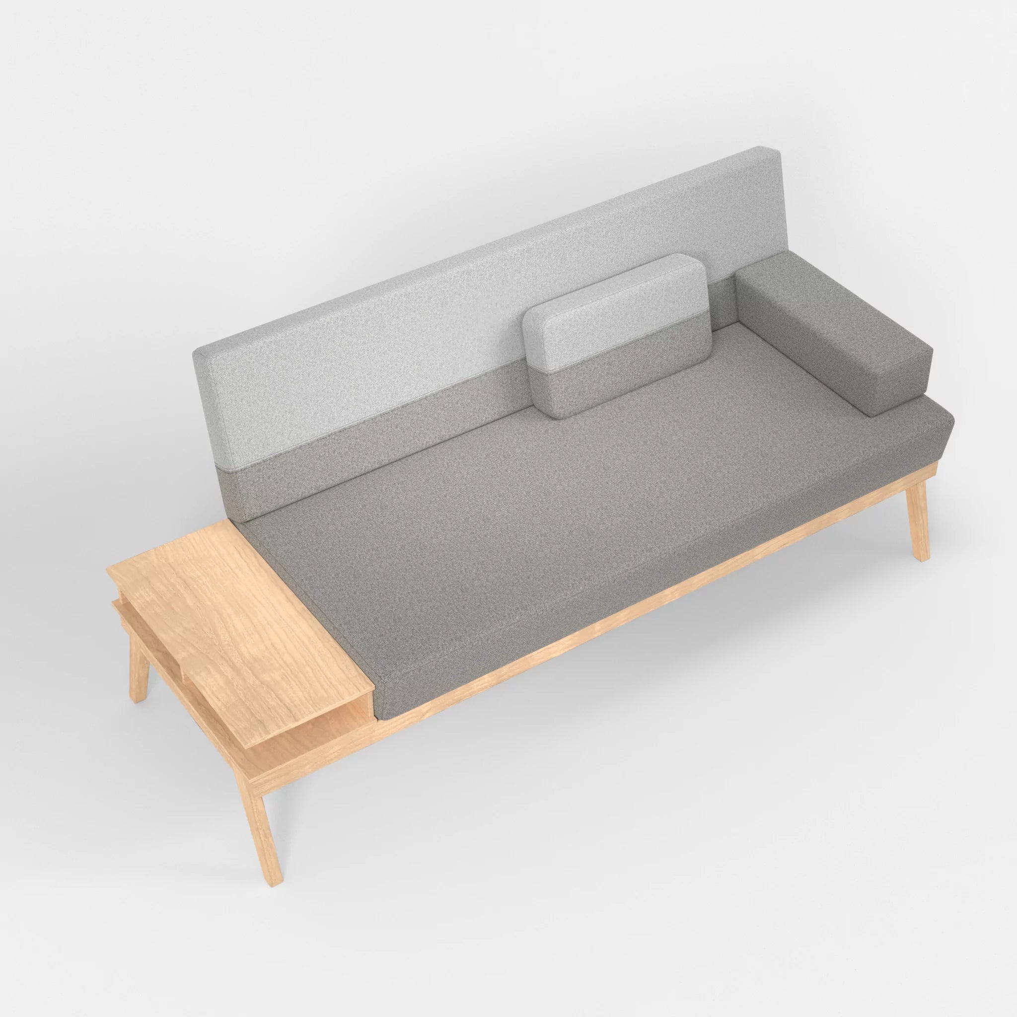 3er Sitzsofa Bauz mit Ablage links celia0208-celia0204 in Mittelgrau und Hellgrau von oben