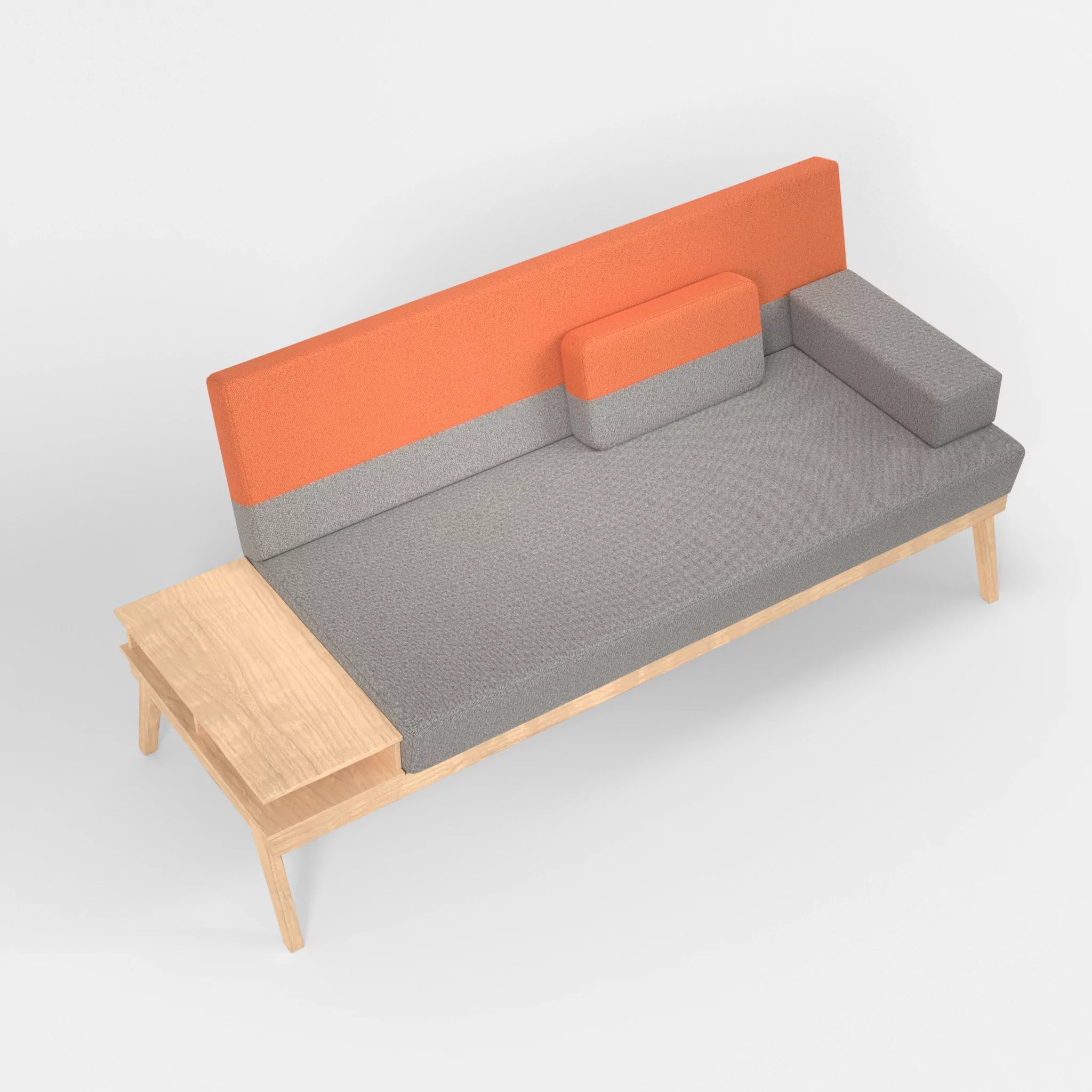3er Sitzsofa Bauz mit Ablage links celia0208-celia0215 in Mittelgrau und Orange von oben