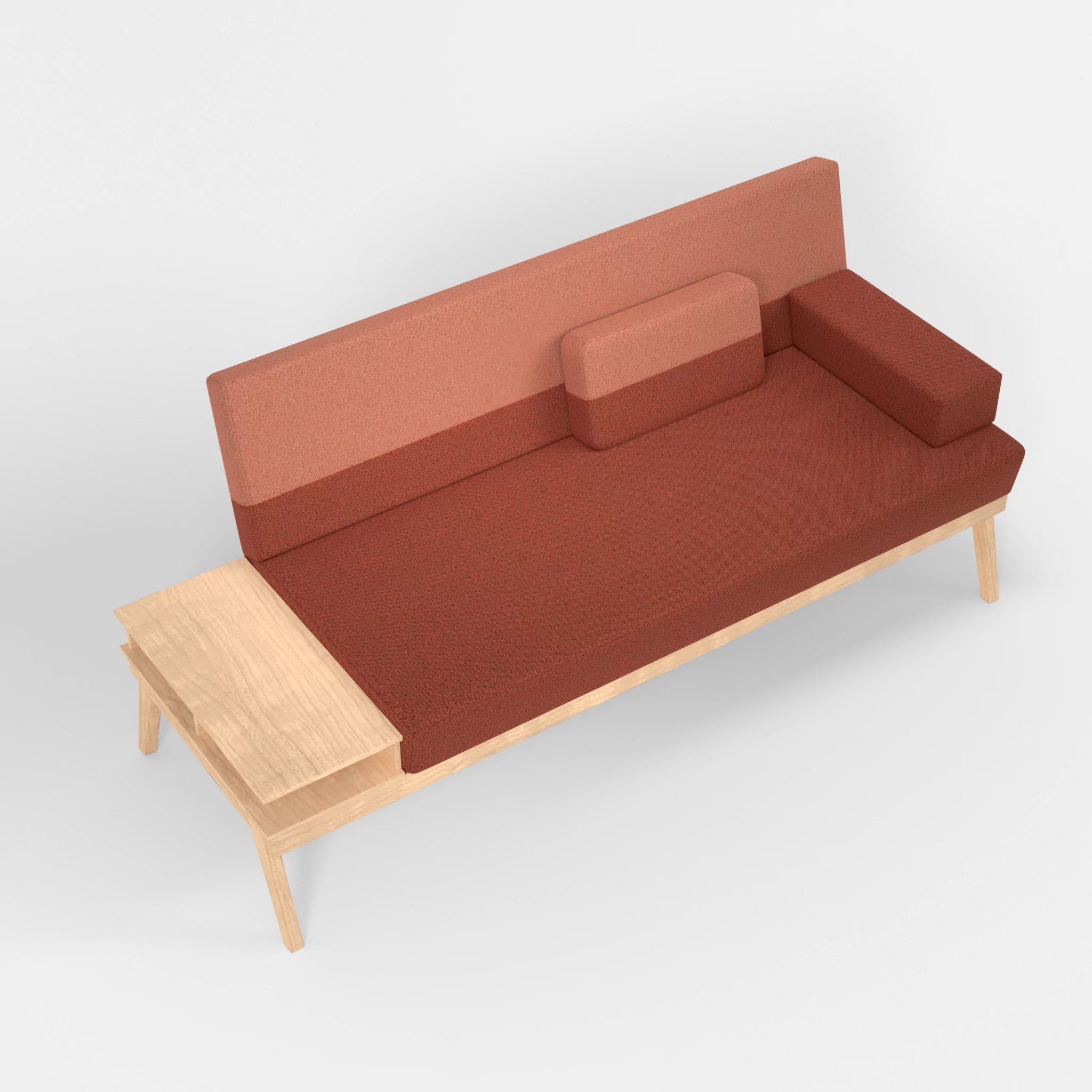 3er Sitzsofa Bauz mit Ablage links celia0214-celia0217 in Terracotta und Orange von oben