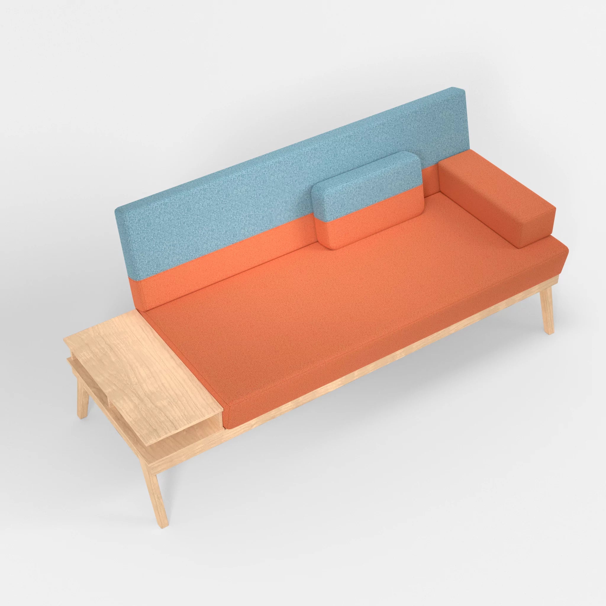 3er Sitzsofa Bauz mit Ablage links celia0215-celia0209 in Orange und Türkis von oben